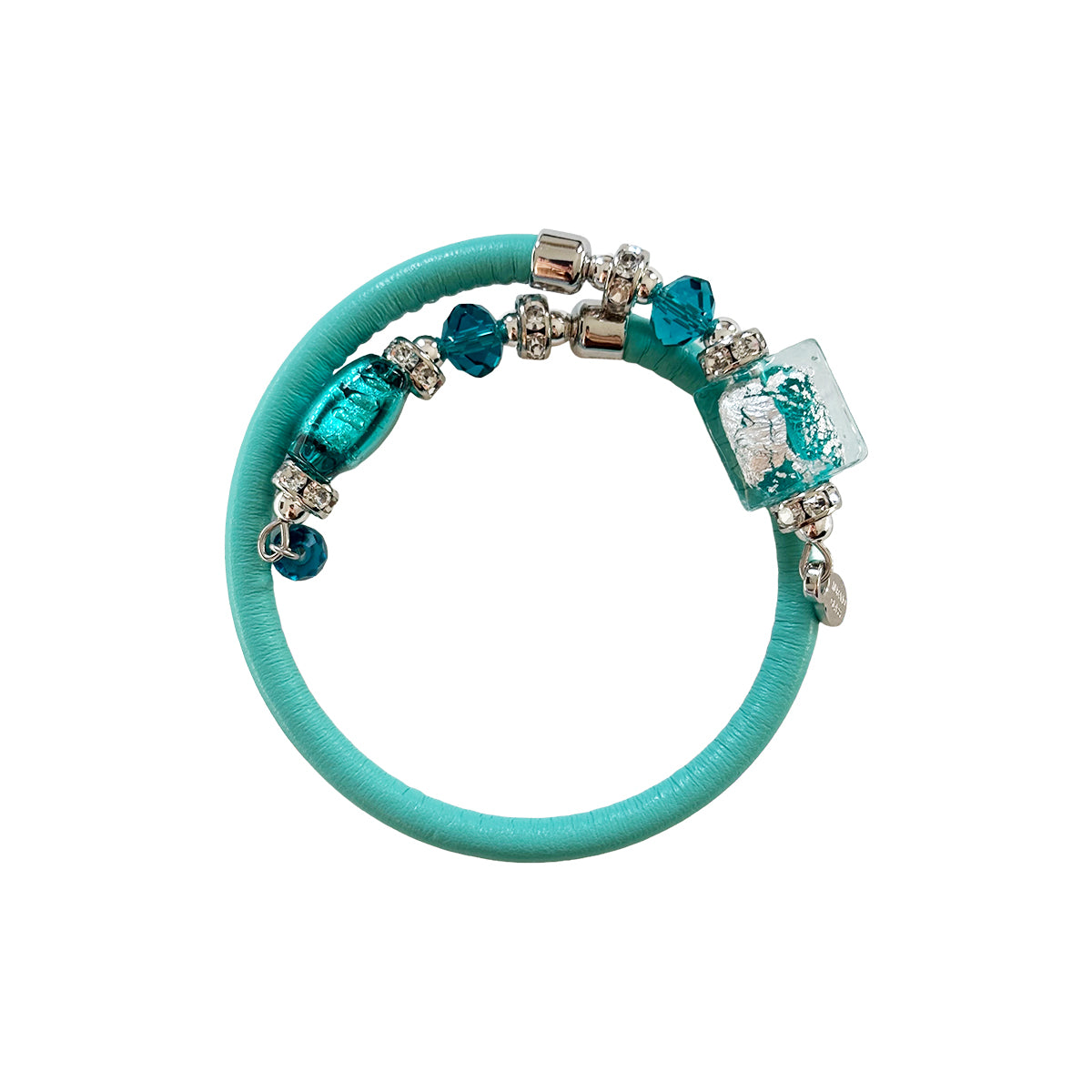 Bracciale con perle in vetro di Murano turchese