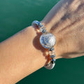 Bracciale con perle in vetro di Murano bianco