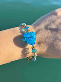 Bracciale con perle in vetro di Murano cuore azzurro