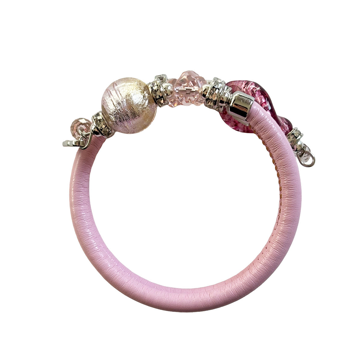 Bracciale con perle in vetro di Murano rosa