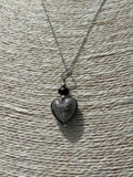 Ciondolo Cuore in vetro di Murano nero e argento