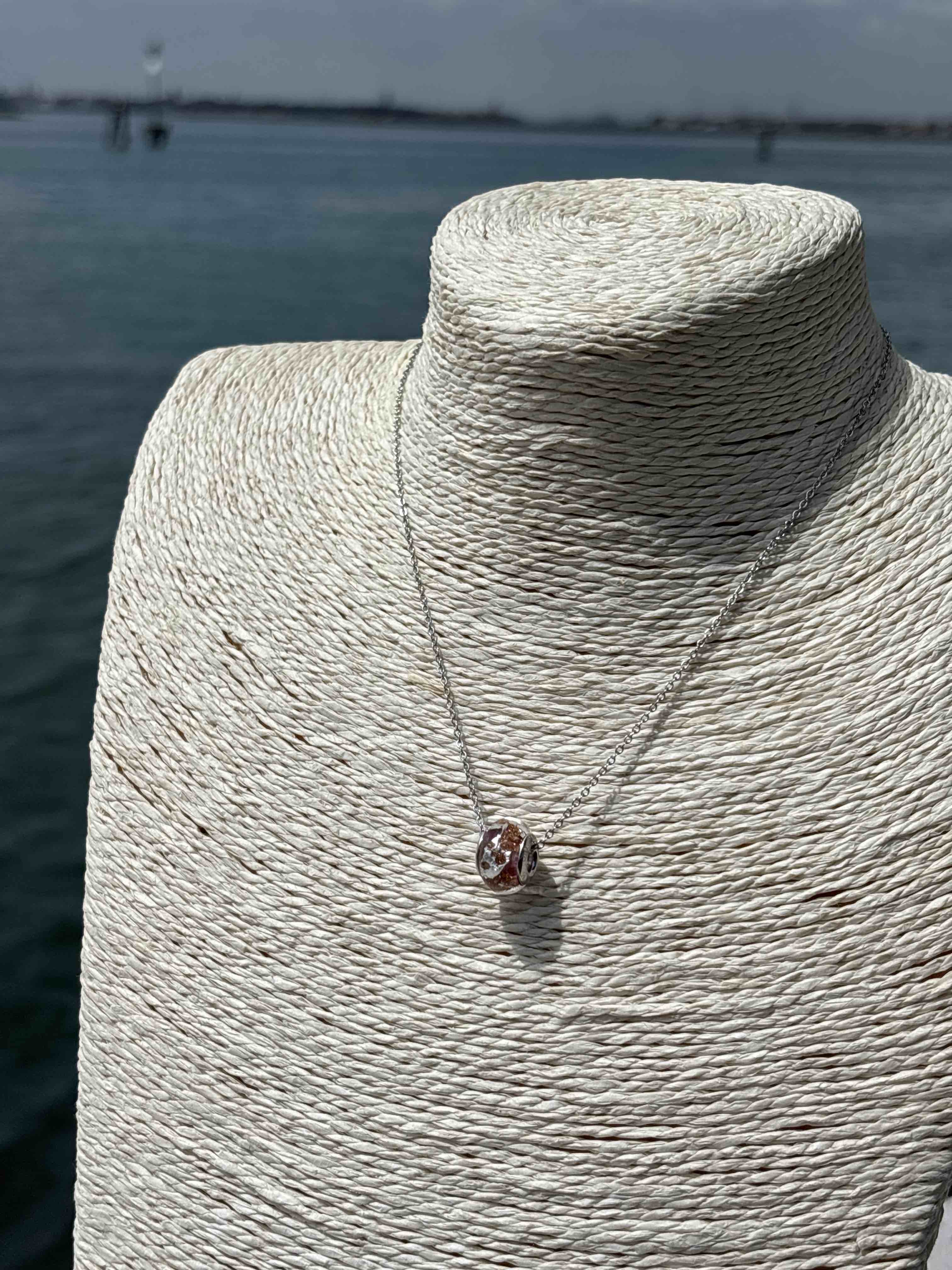 Charm in vetro di Murano e Argento 925 - color argento, rosa e avventurina