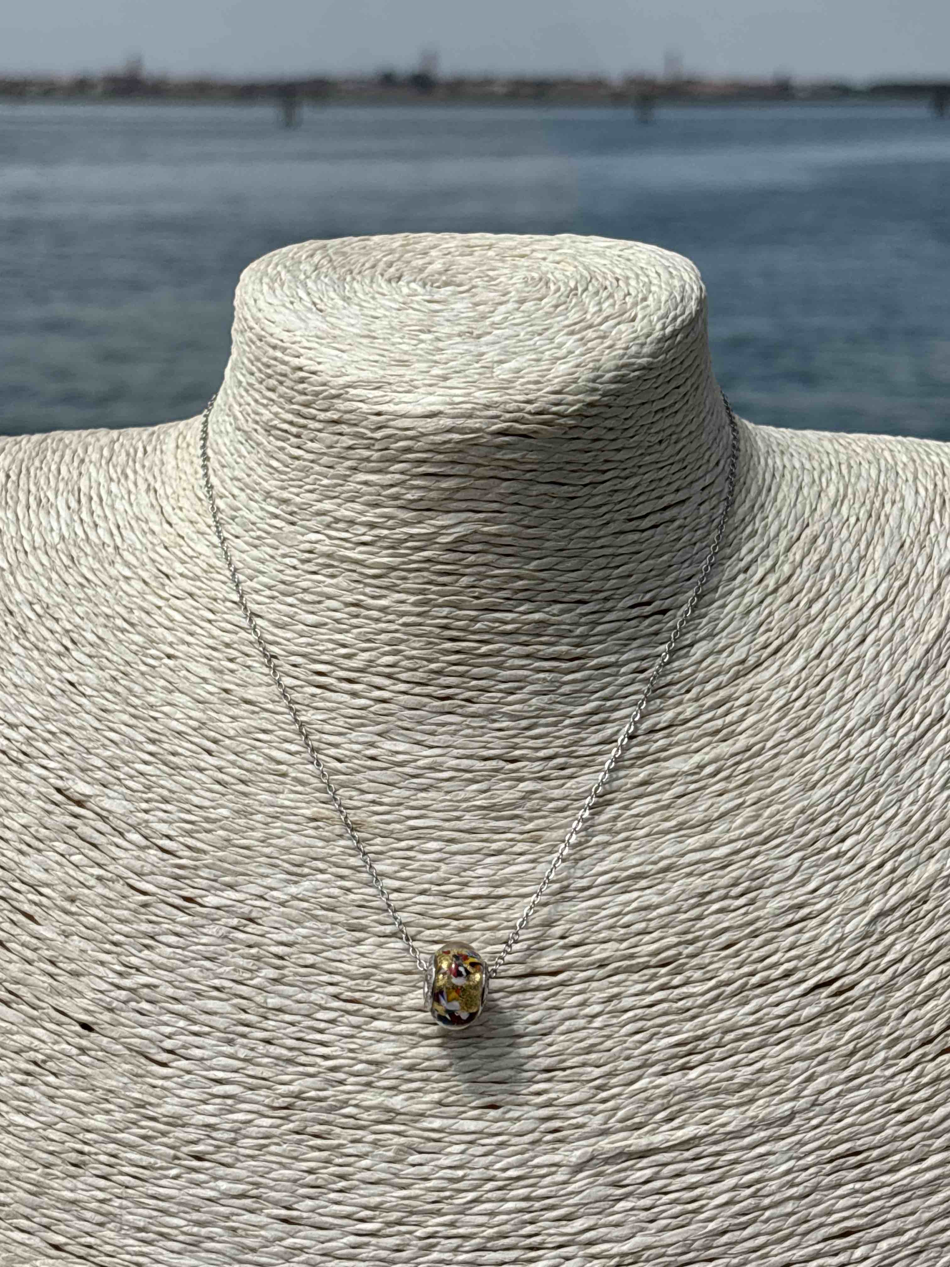 Charm in vetro di Murano e Argento 925 - oro multicolore