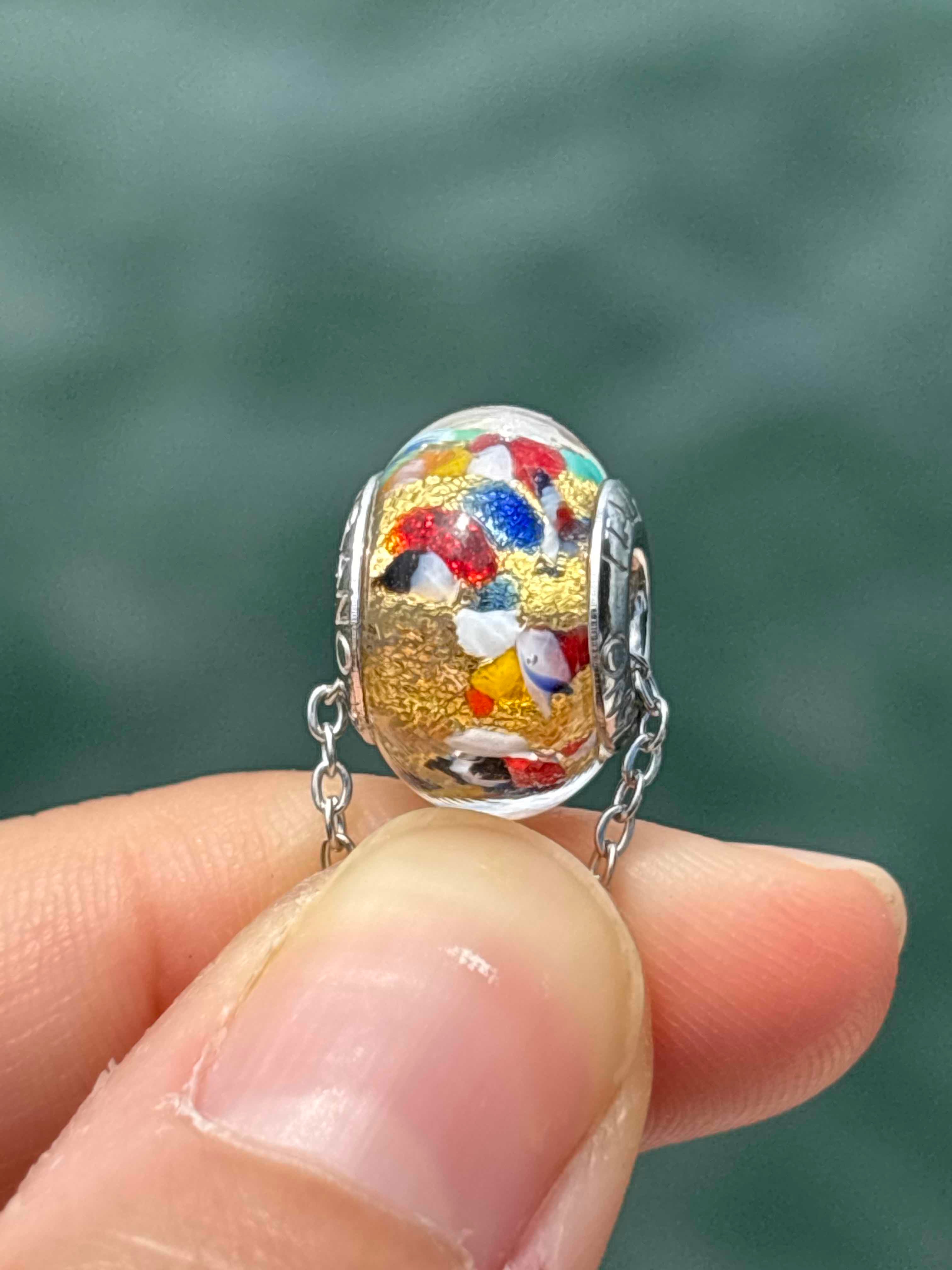 Charm in vetro di Murano e Argento 925 - oro multicolore