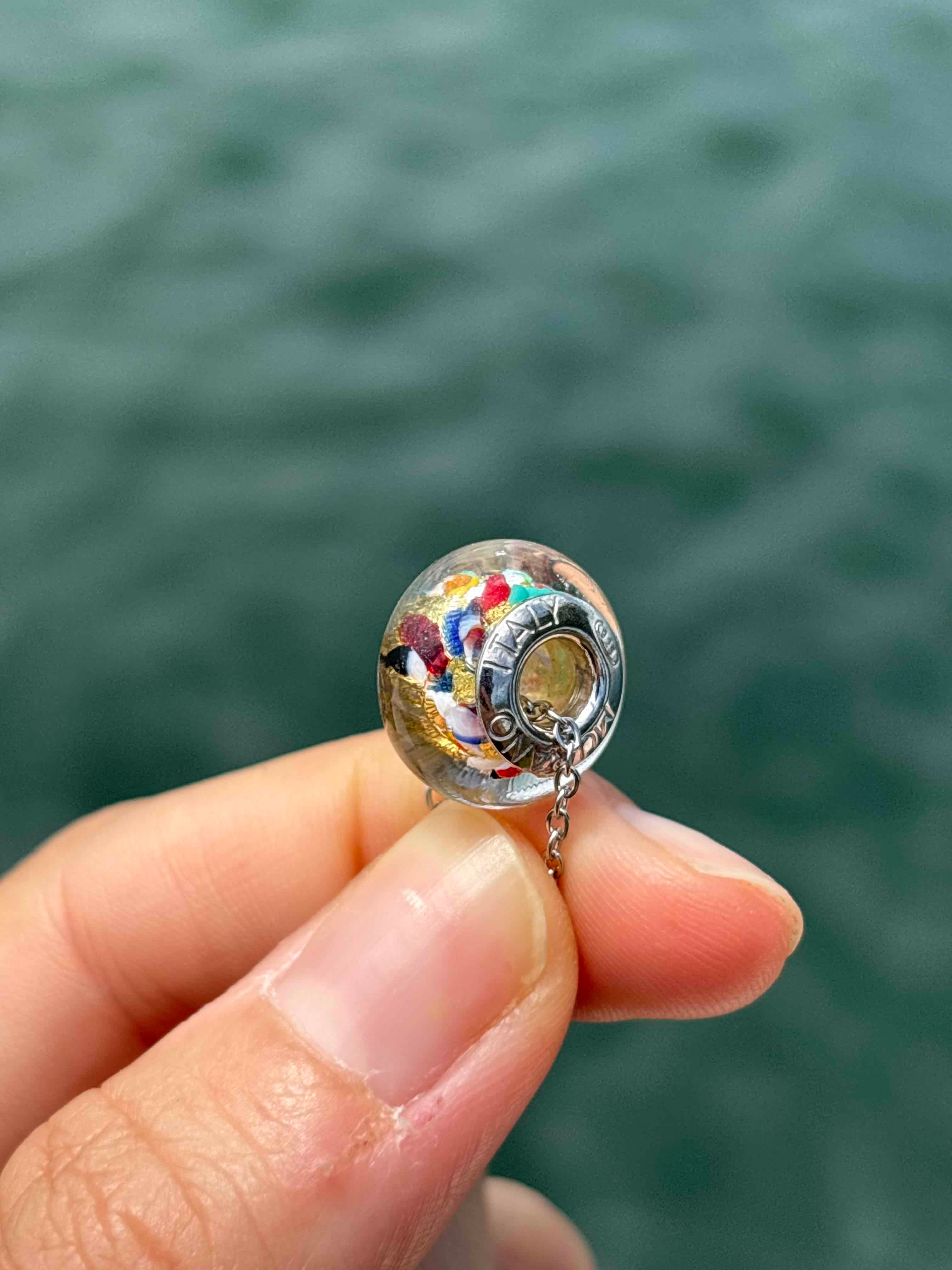 Charm in vetro di Murano e Argento 925 - oro multicolore