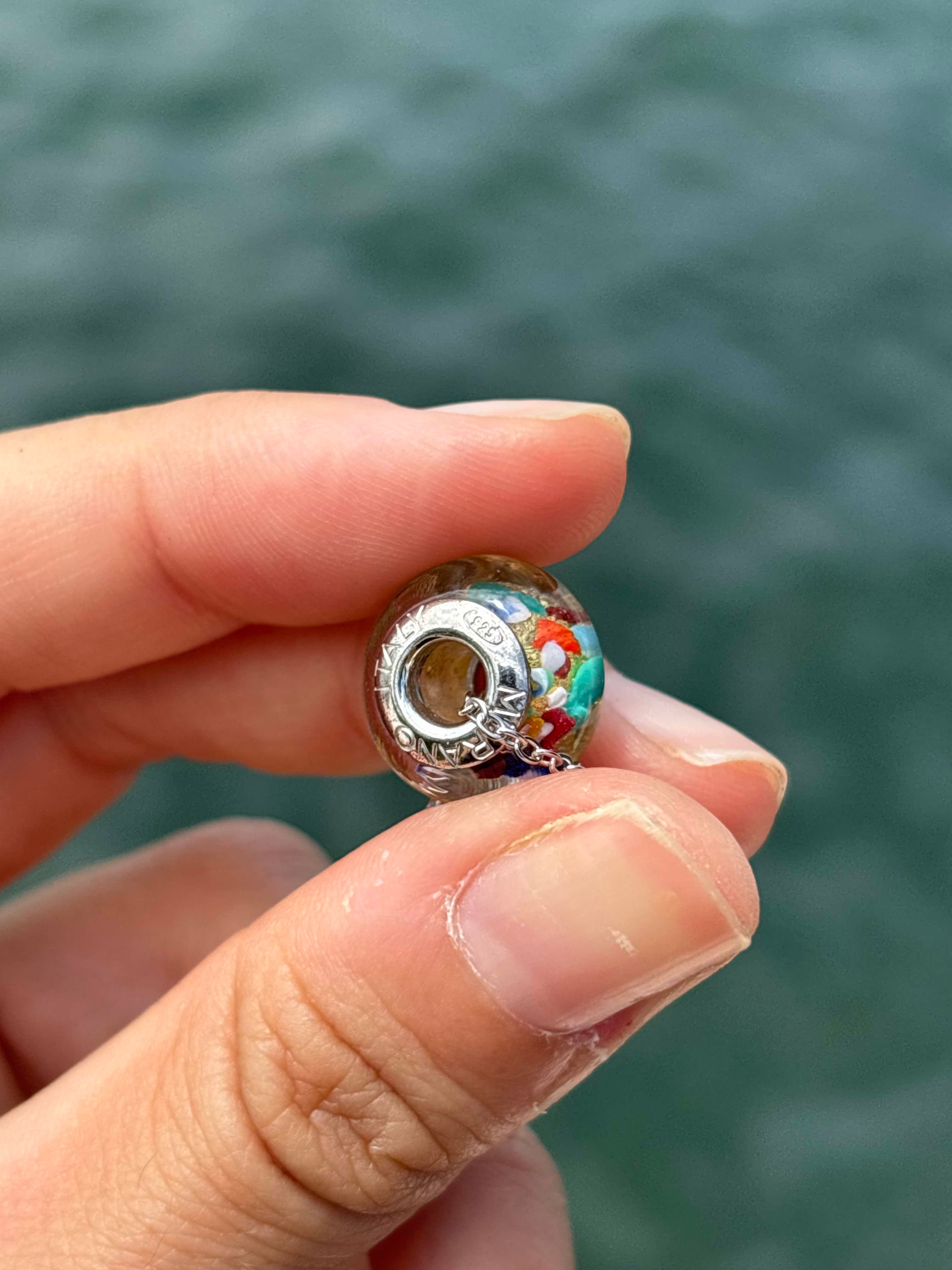 Charm in vetro di Murano e Argento 925 - oro multicolore