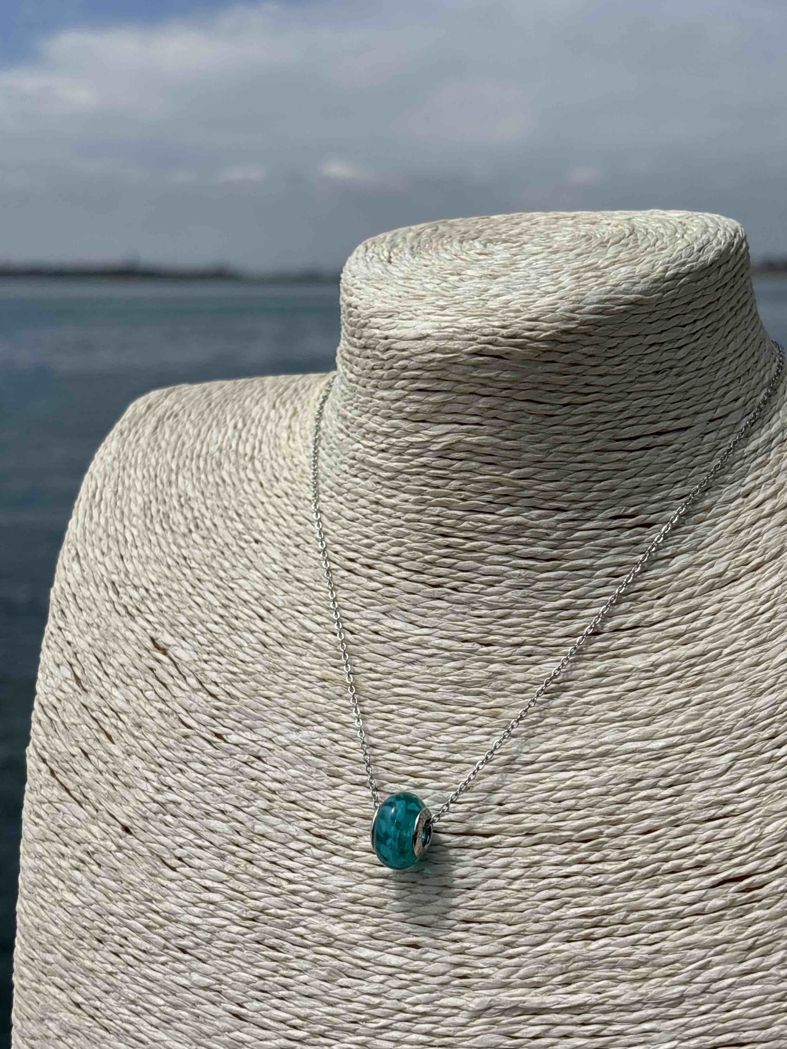 Charm in vetro di Murano e Argento 925 - color turchese