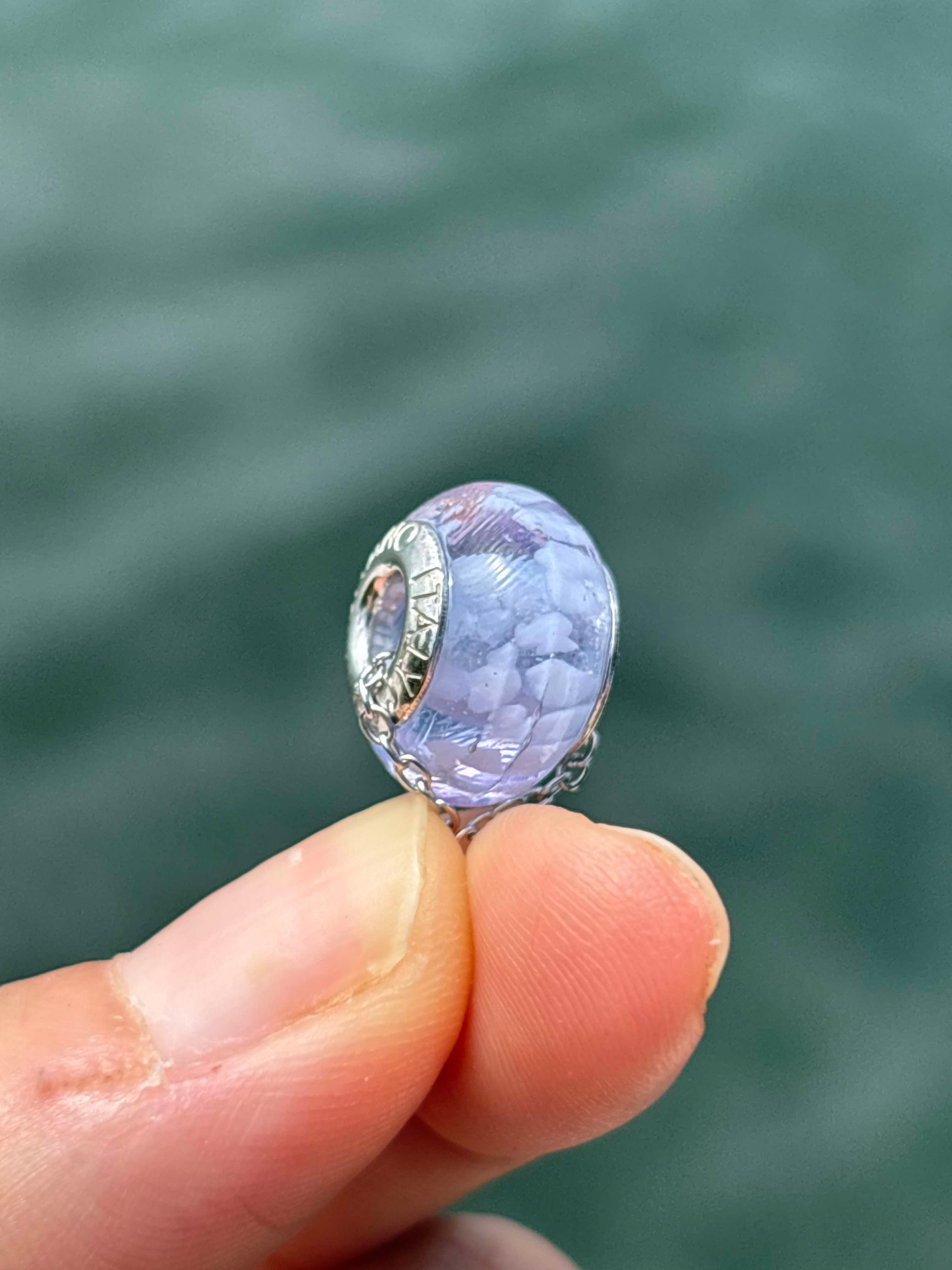Charm in vetro di Murano e Argento 925 - color lilla