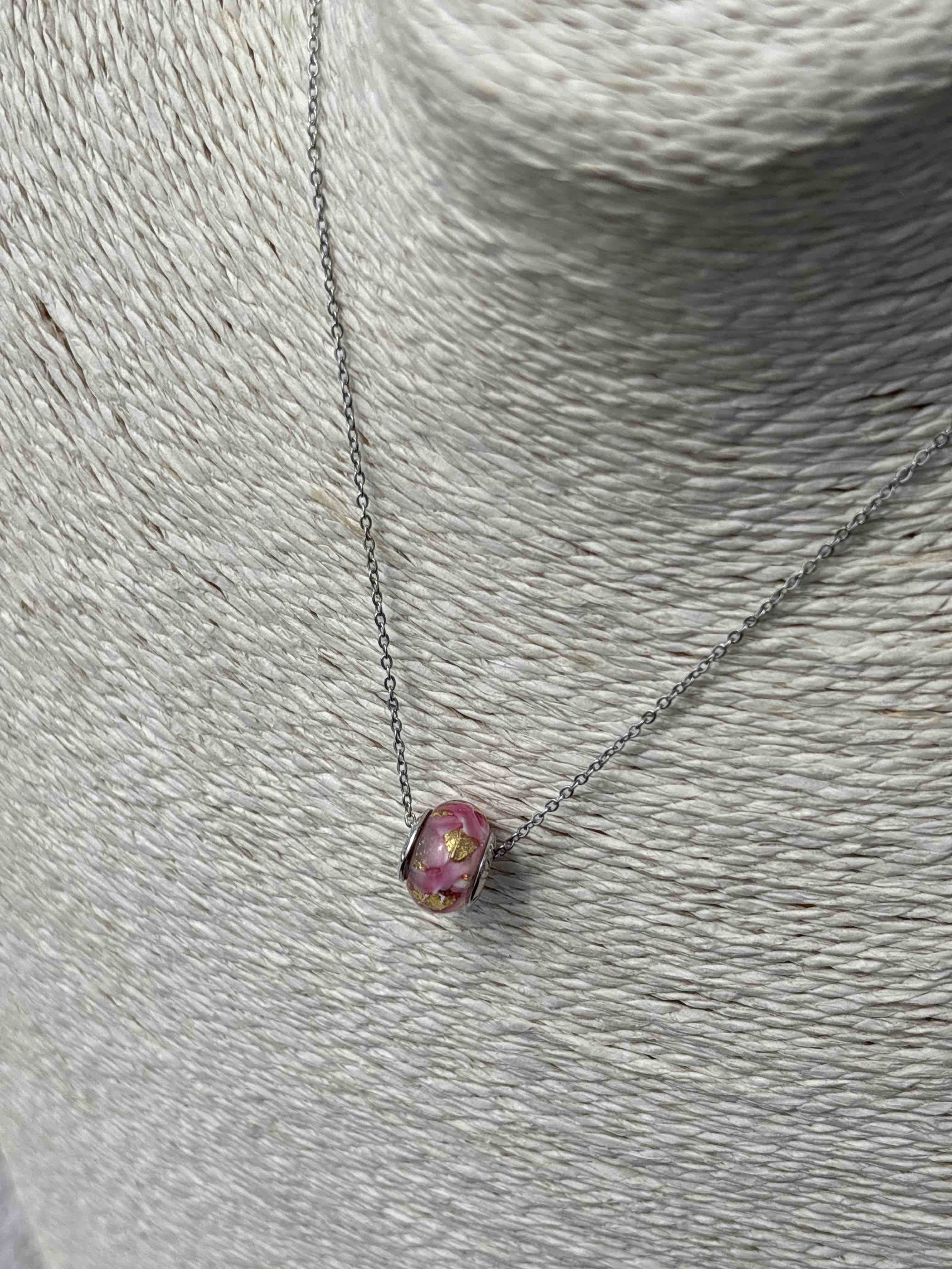 Charm in vetro di Murano e Argento 925 - color rosa e oro