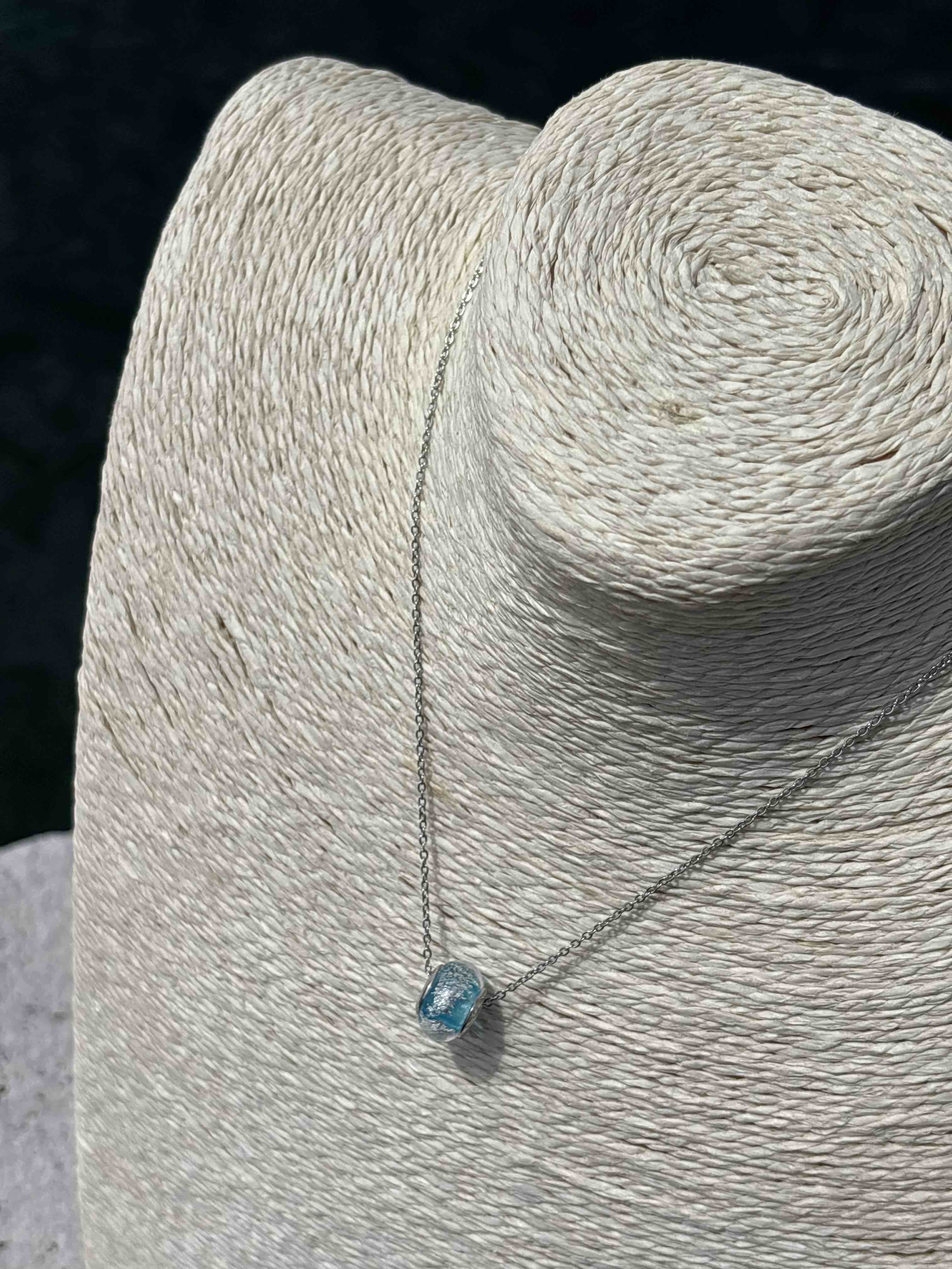 Charm in vetro di Murano e Argento 925 - color celeste e argento