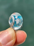 Charm in vetro di Murano e Argento 925 - color celeste e argento