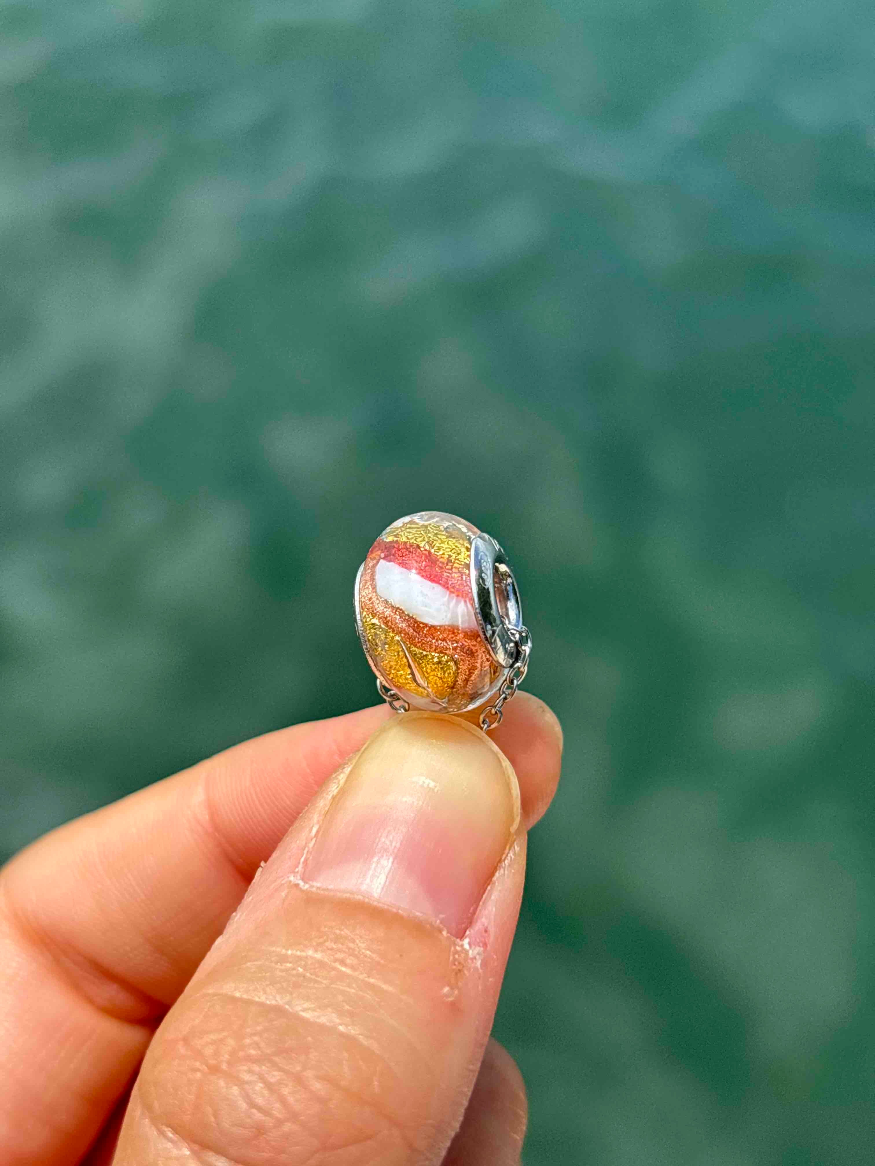 Charm in vetro di Murano e Argento 925 - color rosa e oro
