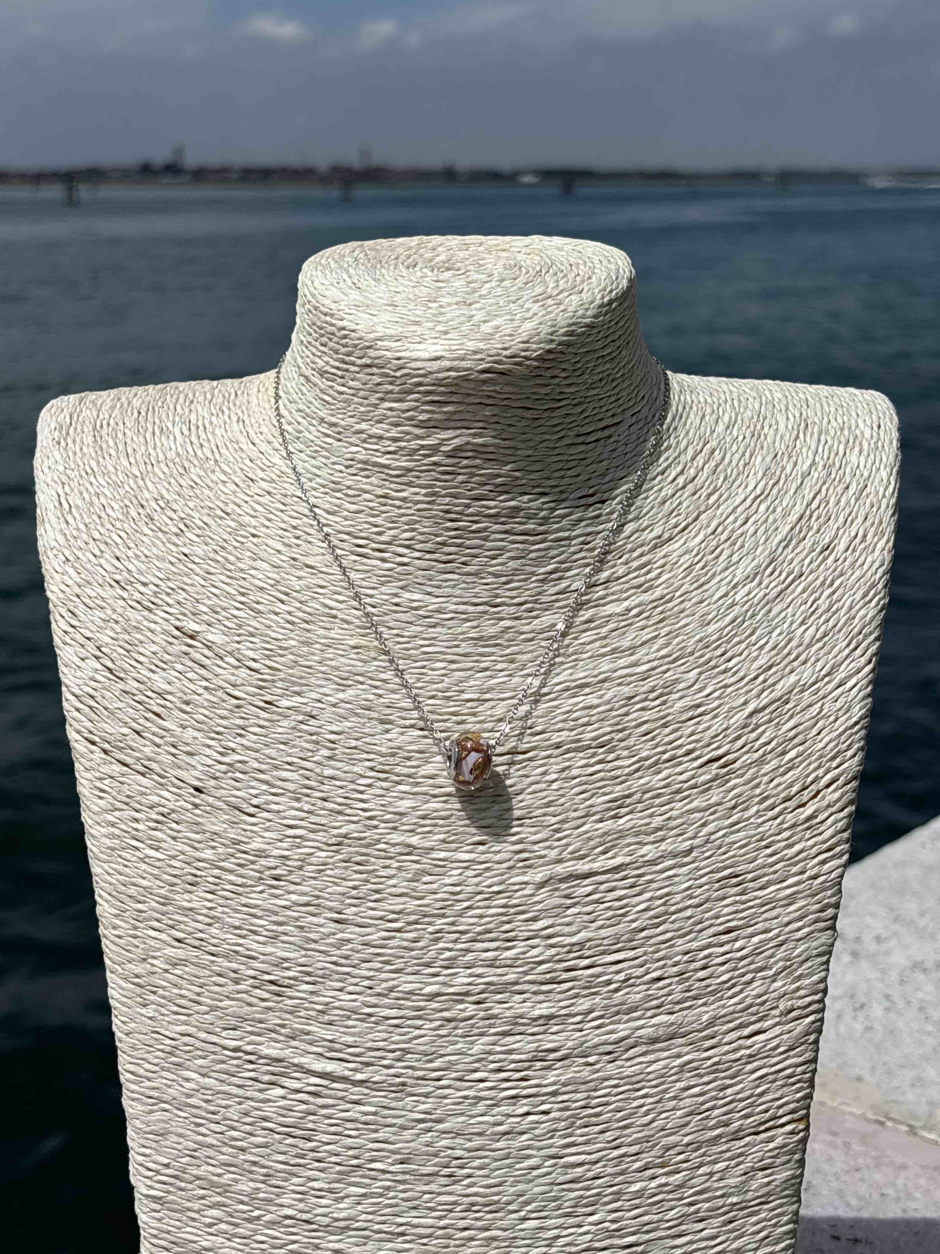 Charm in vetro di Murano e Argento 925 - color rosa e oro