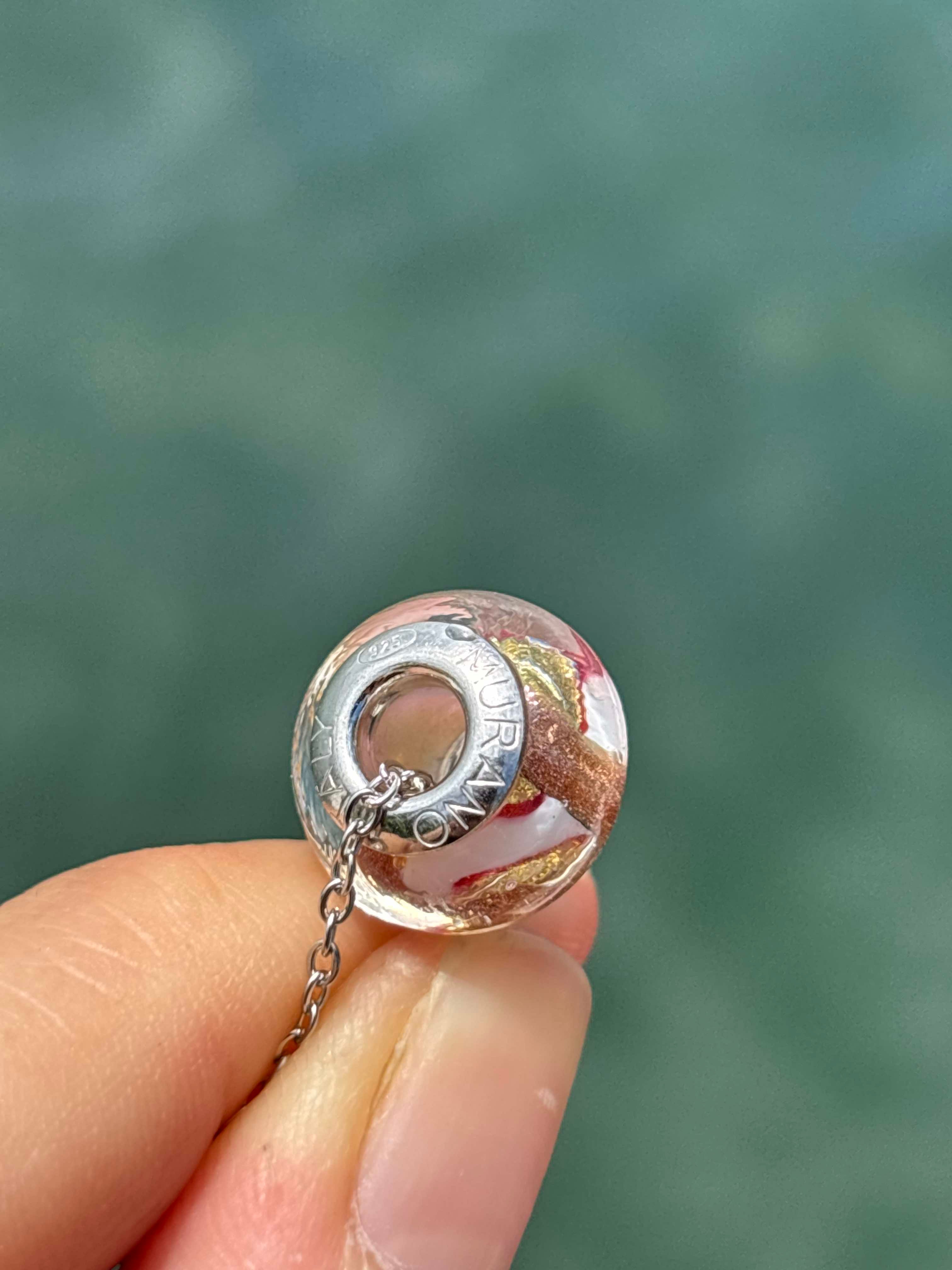 Charm in vetro di Murano e Argento 925 - color rosa e oro