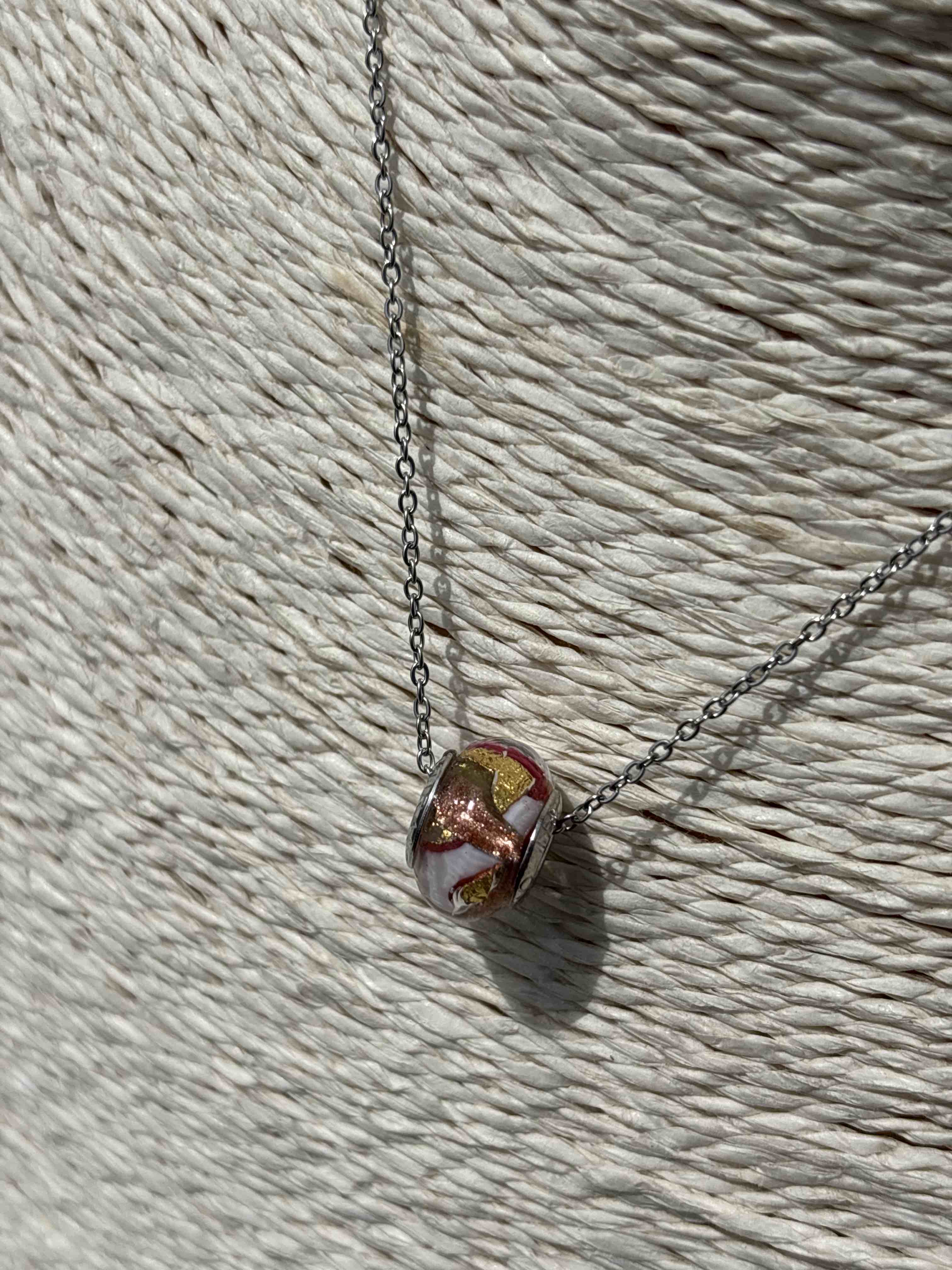 Charm in vetro di Murano e Argento 925 - color rosa e oro