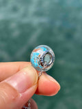 Charm in vetro di Murano e Argento 925 - color azzurro, argento e avventurina
