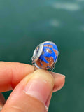 Charm in vetro di Murano e Argento 925 - color blu e avventurina