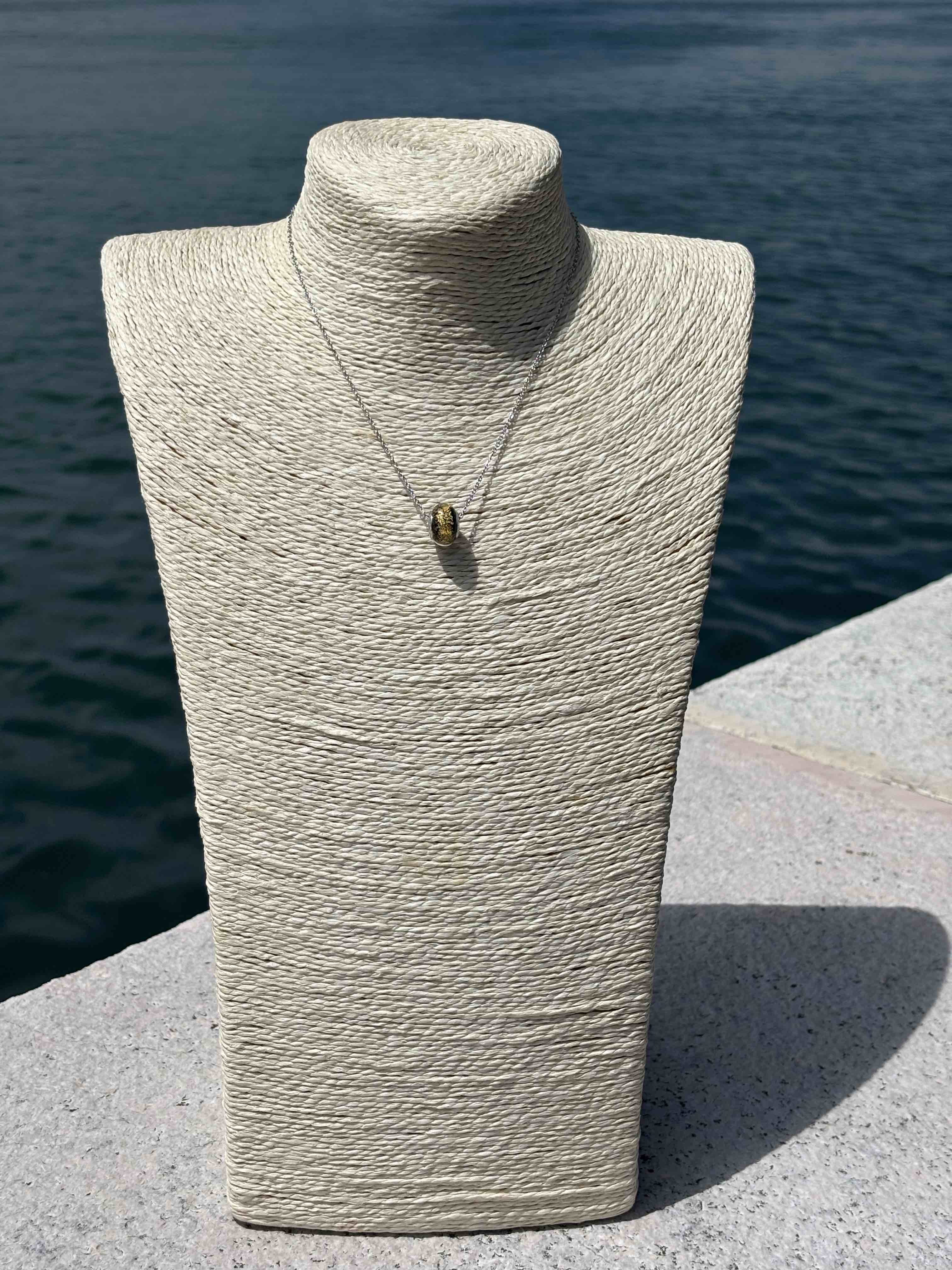 Charm in vetro di Murano e Argento 925 - color nero e oro