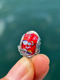 Charm in vetro di Murano e Argento 925 - rosso multicolore