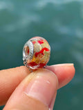 Charm in vetro di Murano. eArgento 925 - color rosso e oro