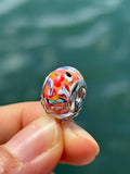 Charm in vetro di Murano e Argento 925 - arancione multicolore