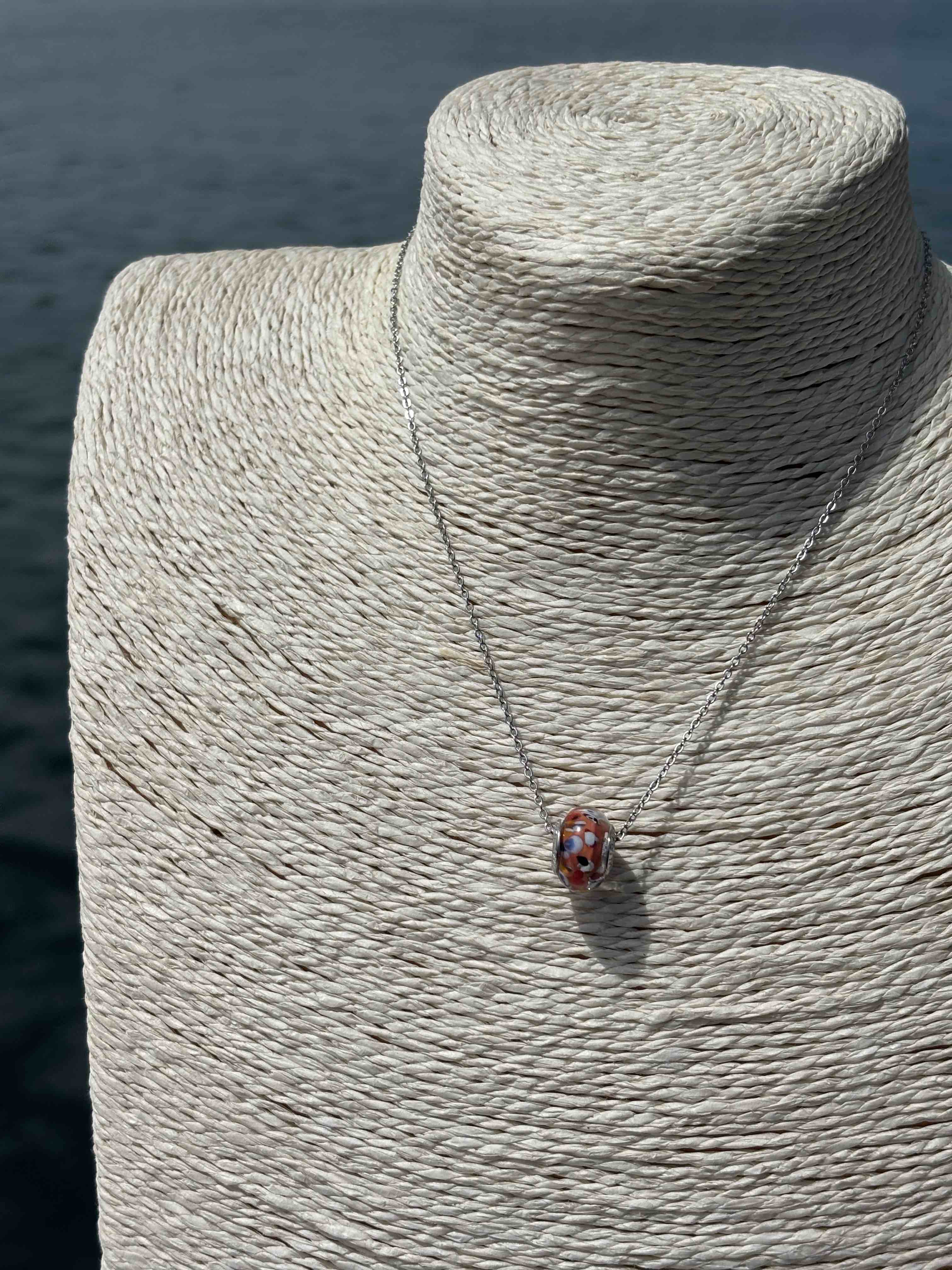Charm in vetro di Murano e Argento 925 - arancione multicolore