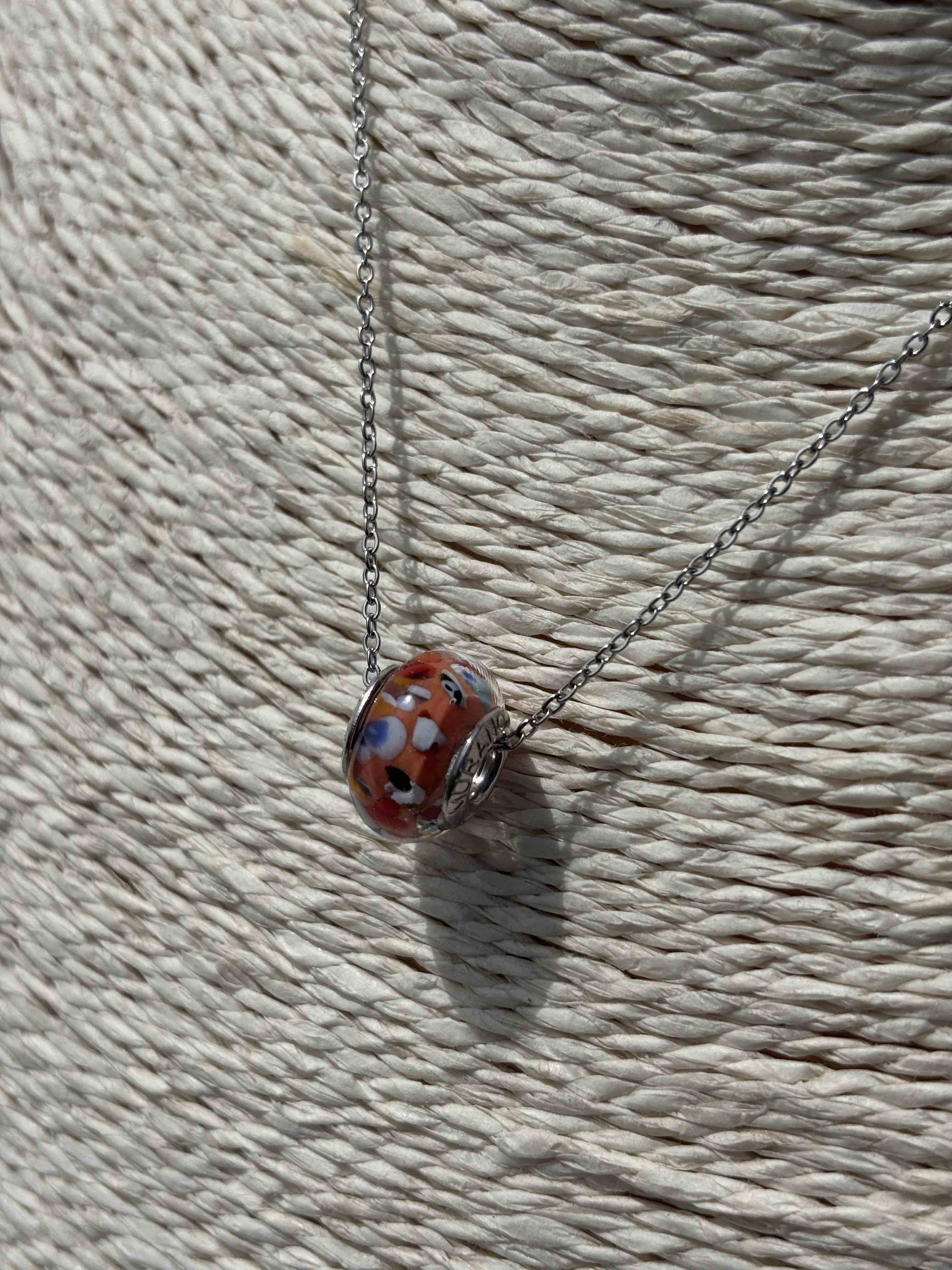 Charm in vetro di Murano e Argento 925 - arancione multicolore