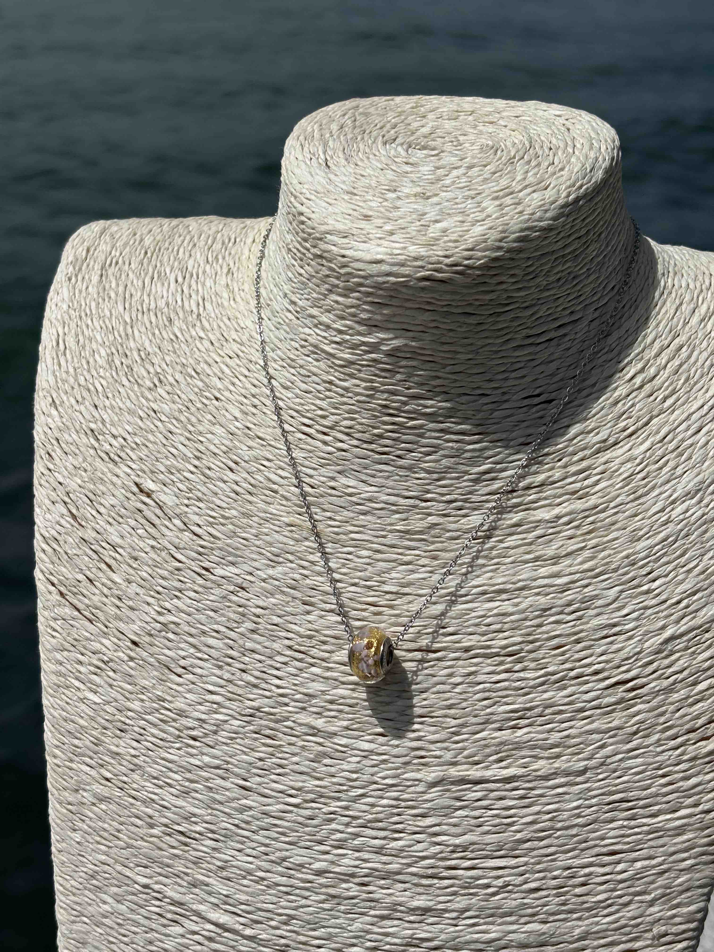 Charm in vetro di Murano e Argento 925 - color oro e rosa