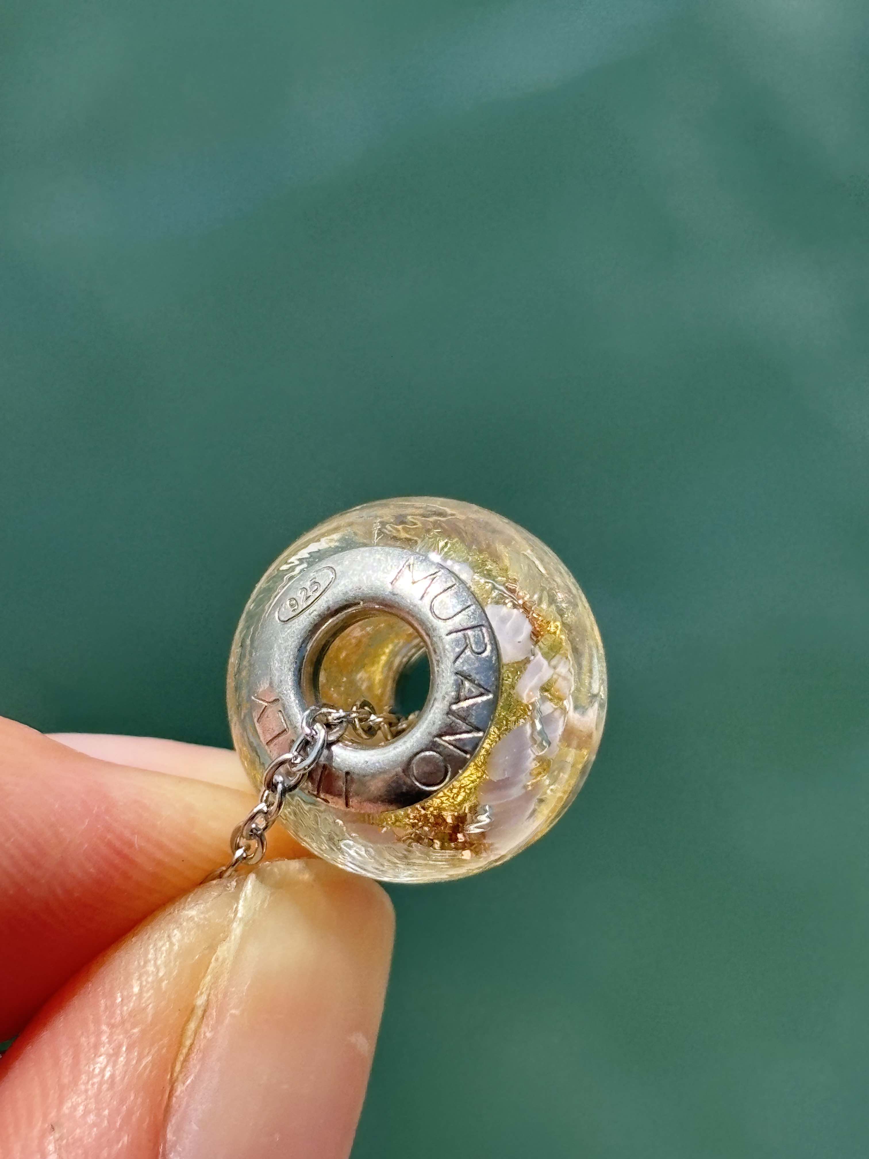 Charm in vetro di Murano e Argento 925 - color oro e rosa