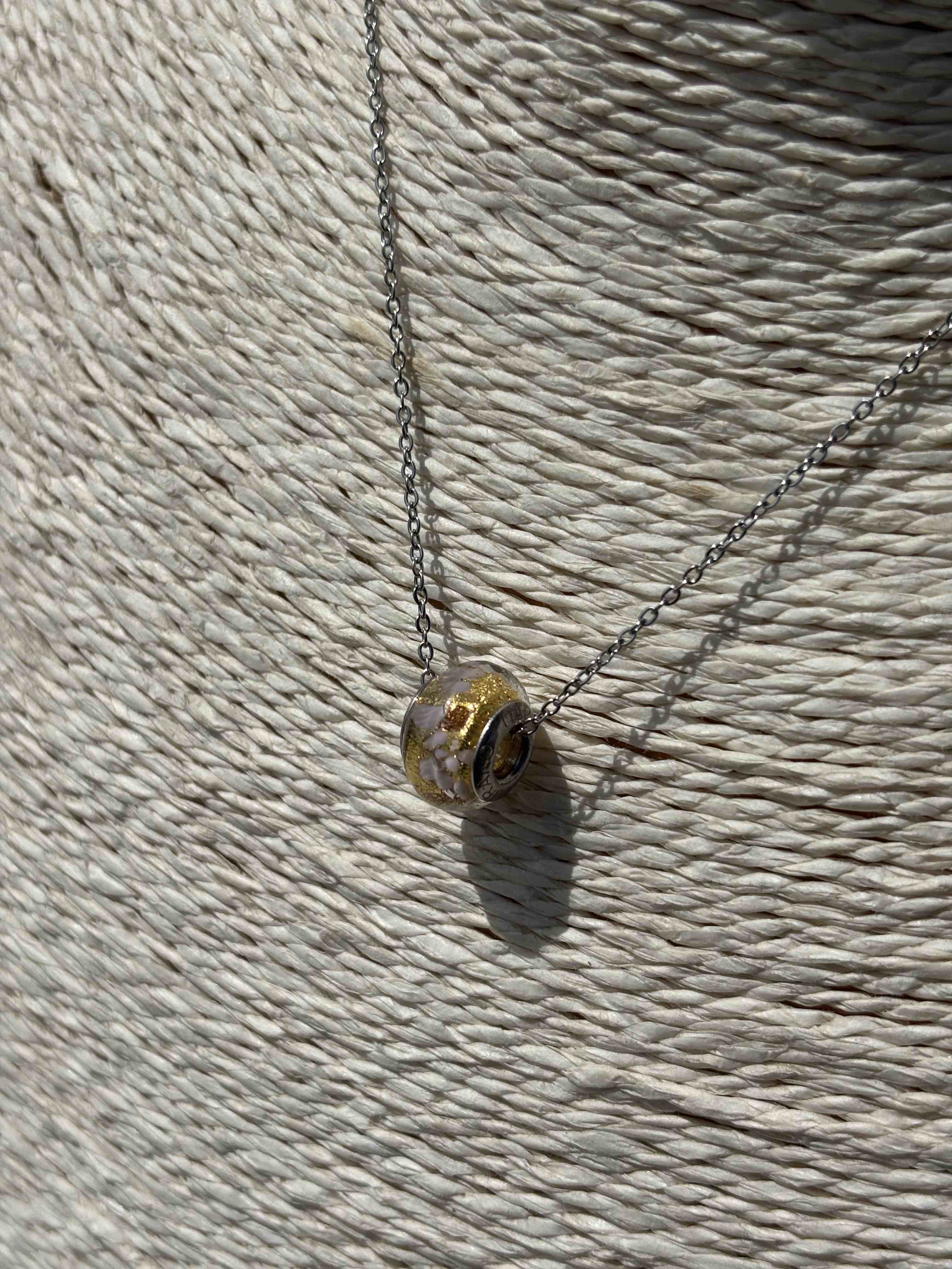 Charm in vetro di Murano e Argento 925 - color oro e rosa