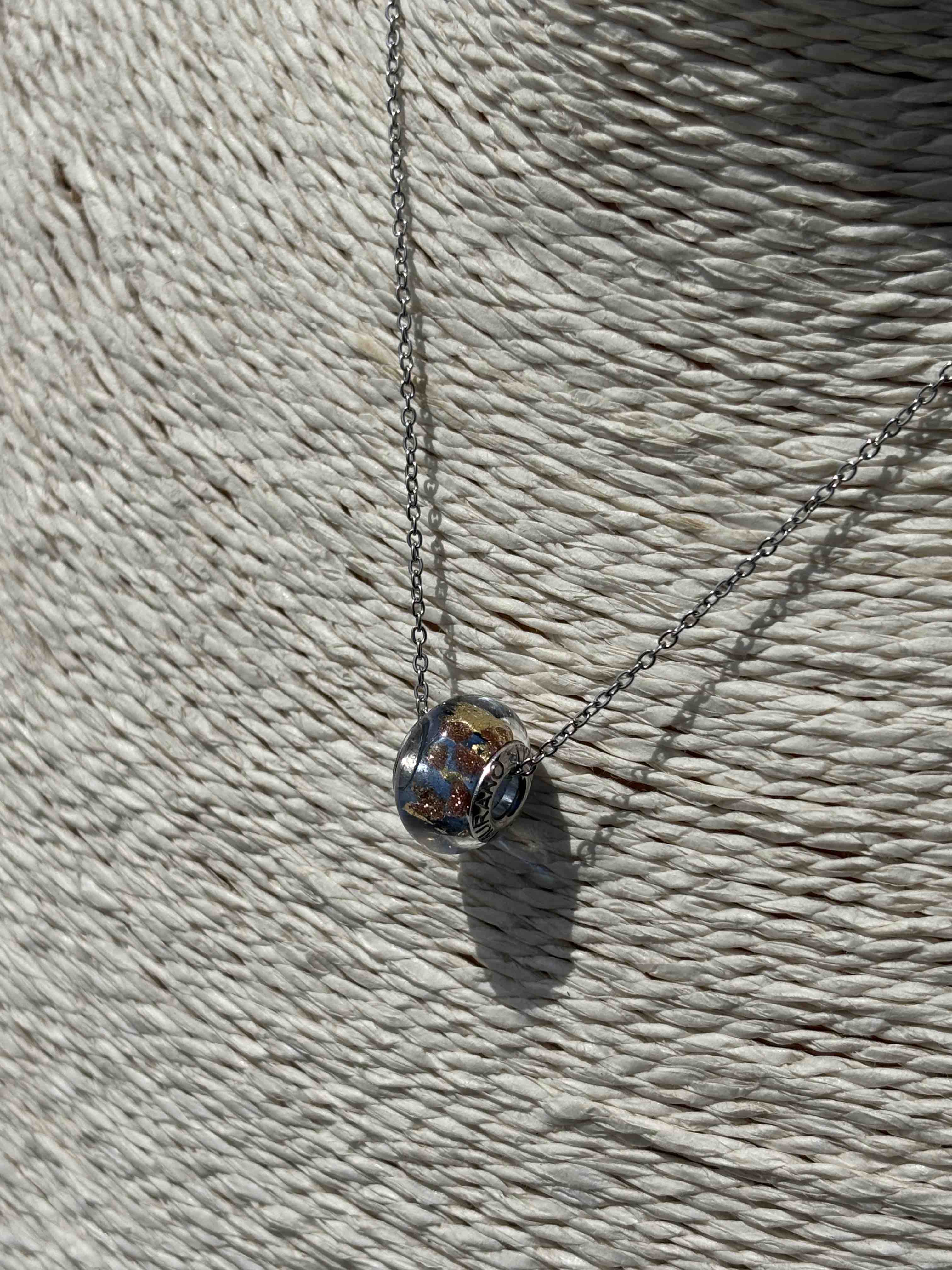 Charm in vetro di Murano e Argento 925 - color azzurro, oro e avventurina