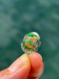 Charm in vetro di Murano e Argento 925 - color verde, oro e avventurina