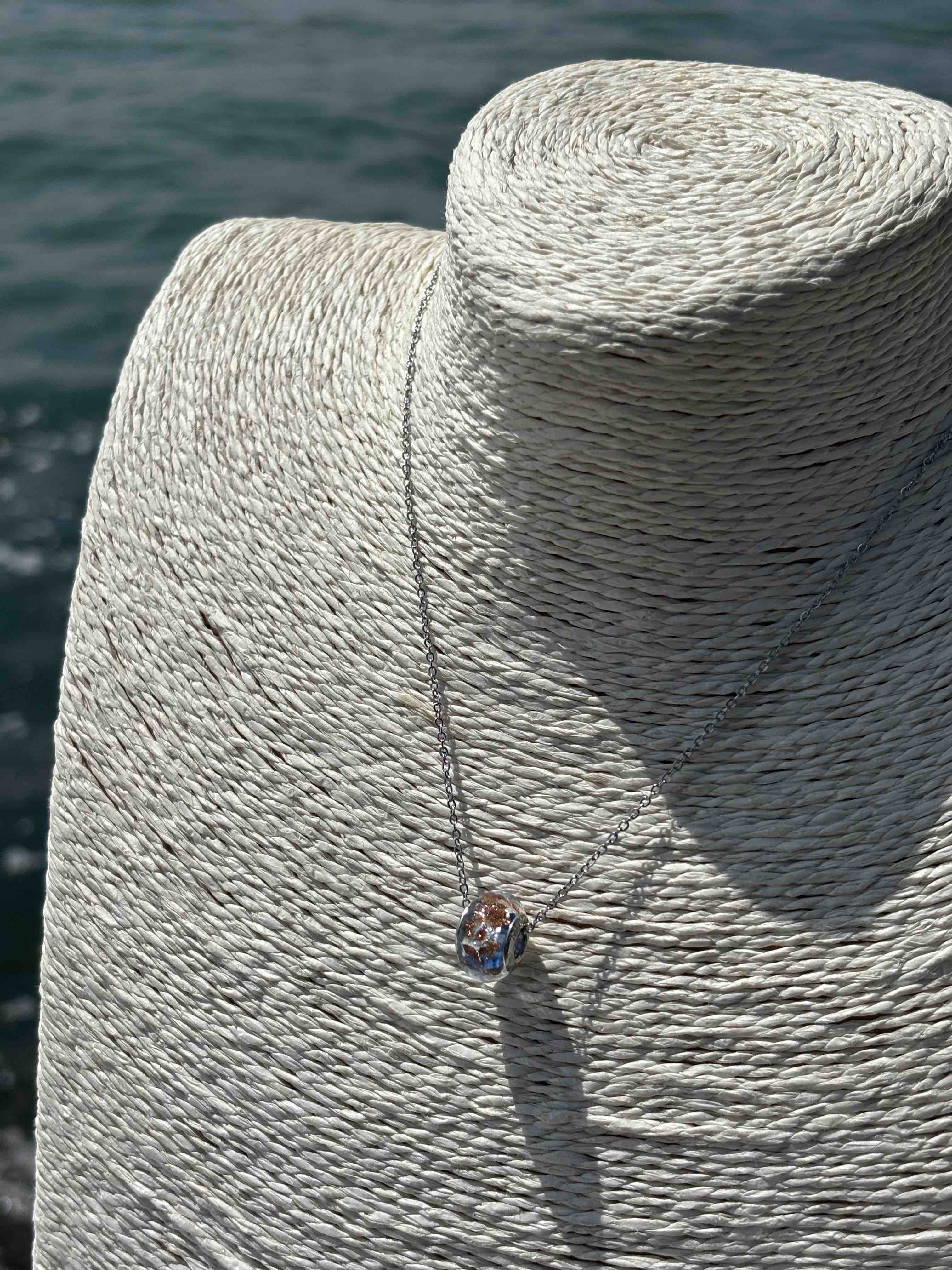Charm in vetro di Murano e Argento 925 - color argento e avventurina