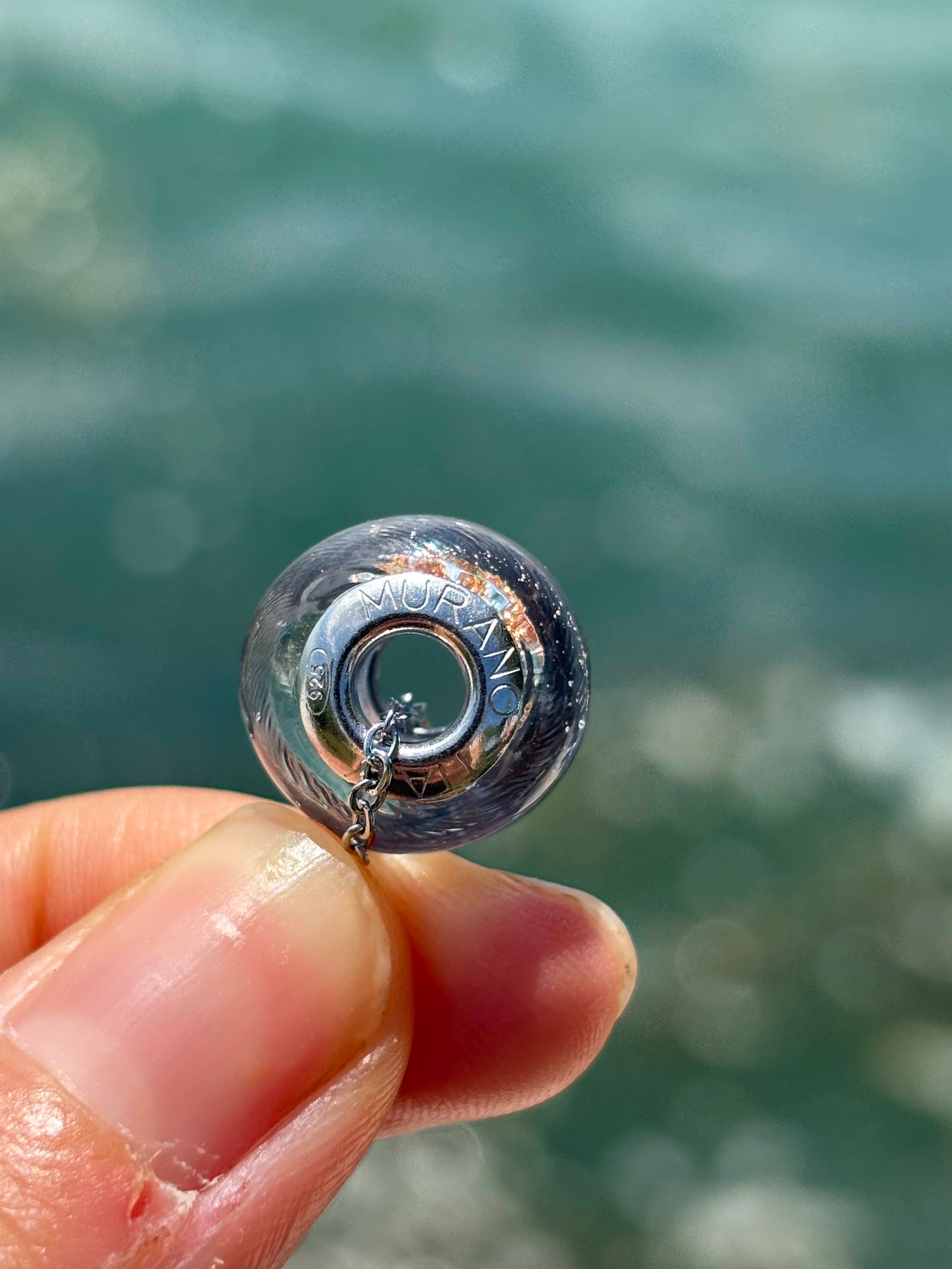 Charm in vetro di Murano e Argento 925 - color argento e avventurina