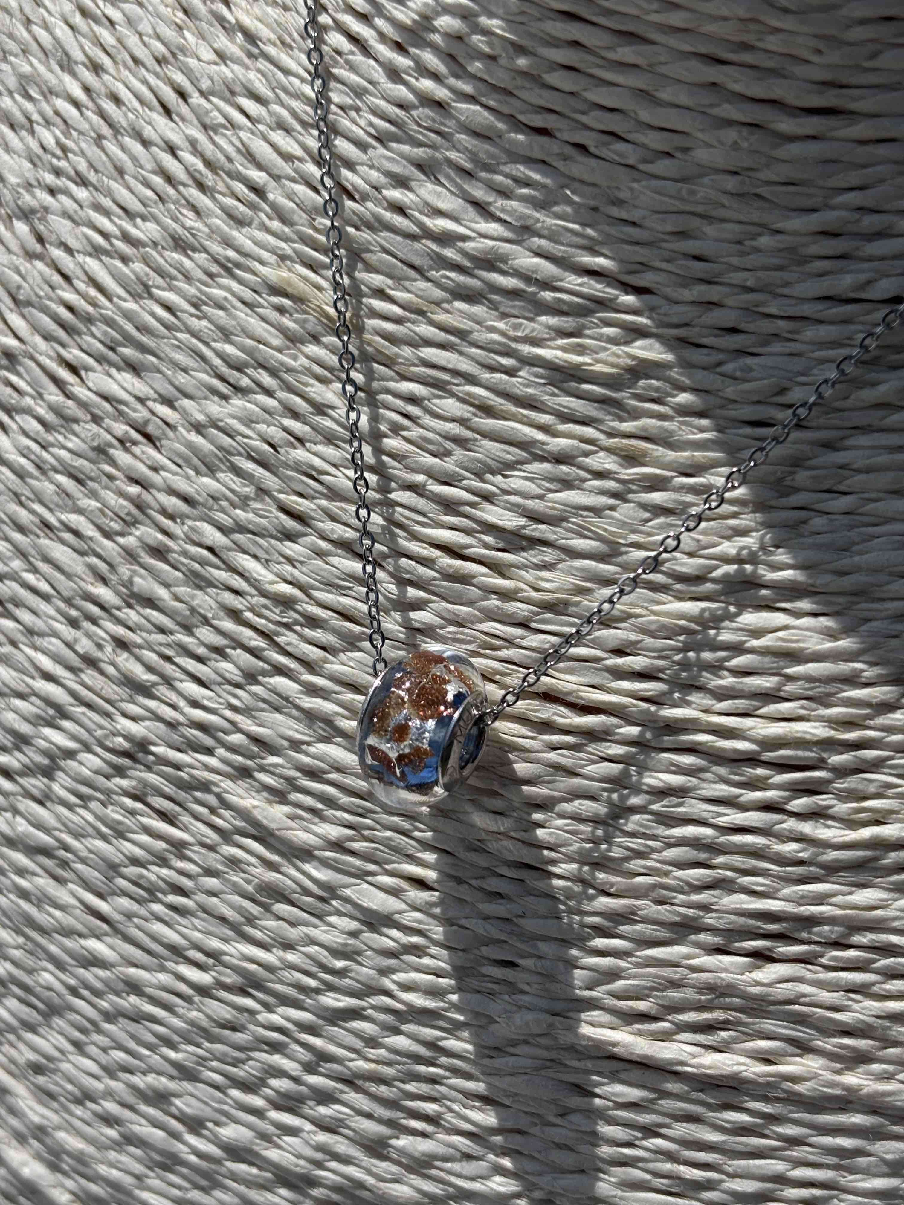 Charm in vetro di Murano e Argento 925 - color argento e avventurina