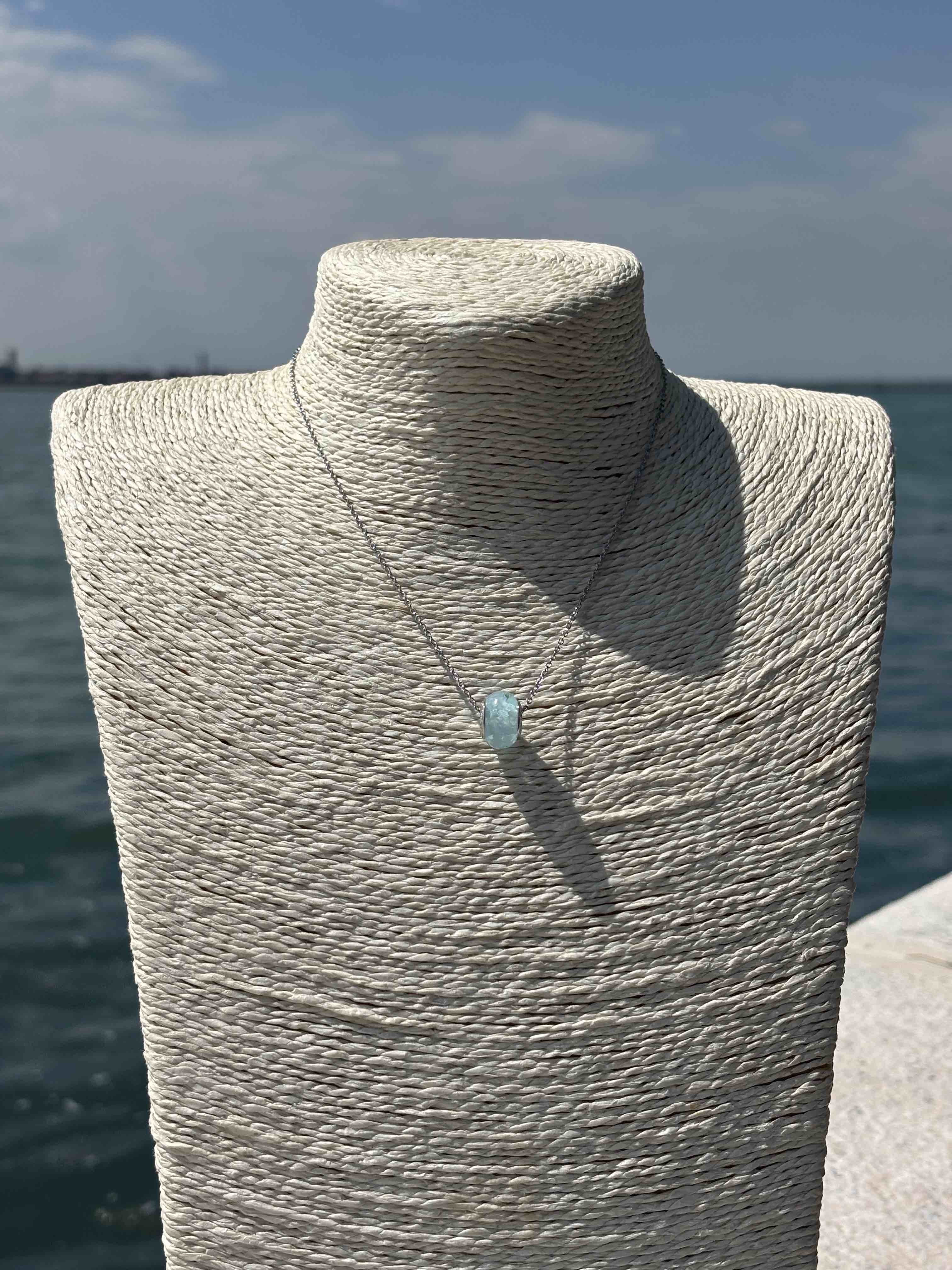 Charm in vetro di Murano e Argento 925 - color acqua marina