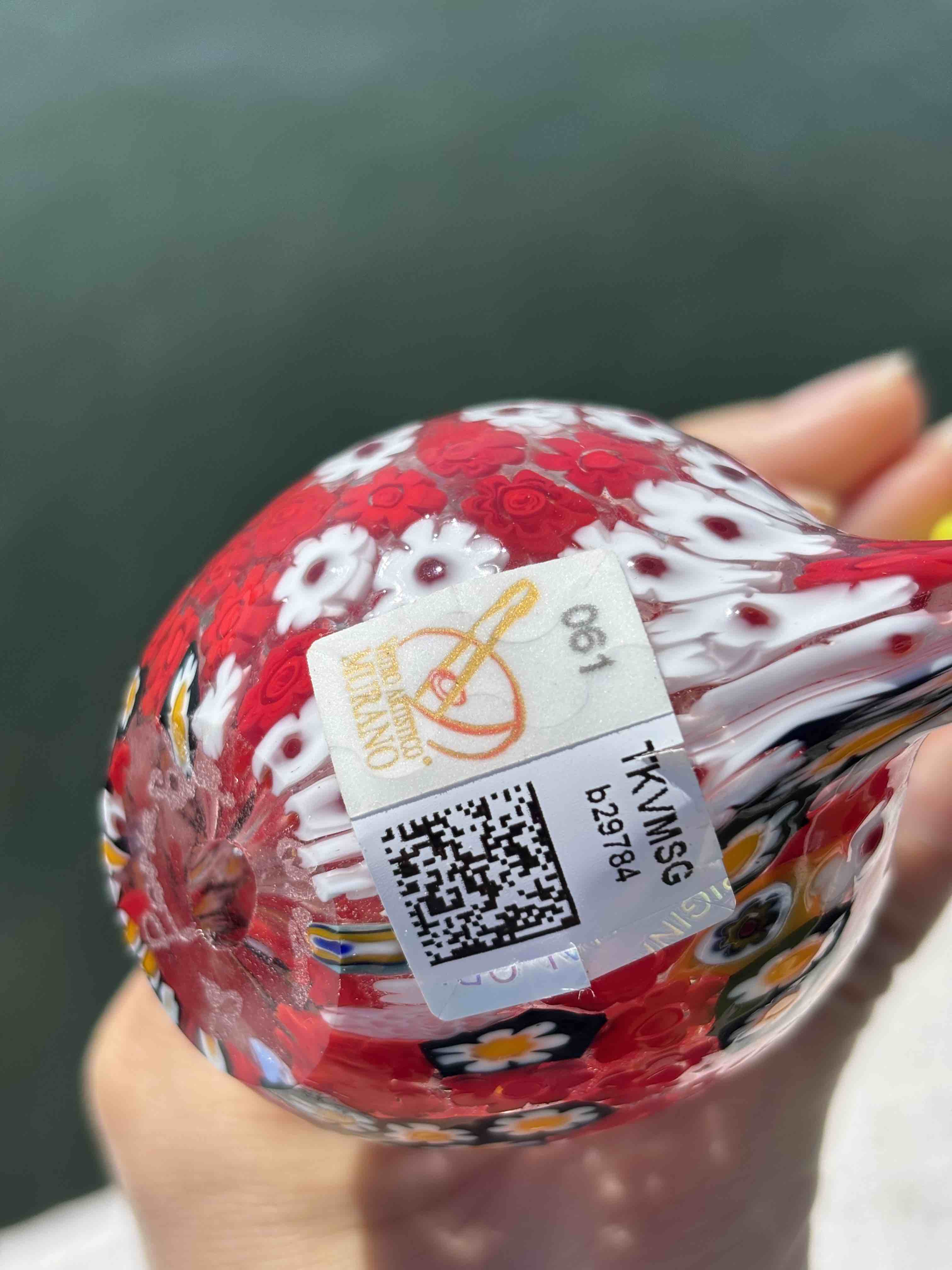 Galletto in autentico vetro di Murano rosso e giallo