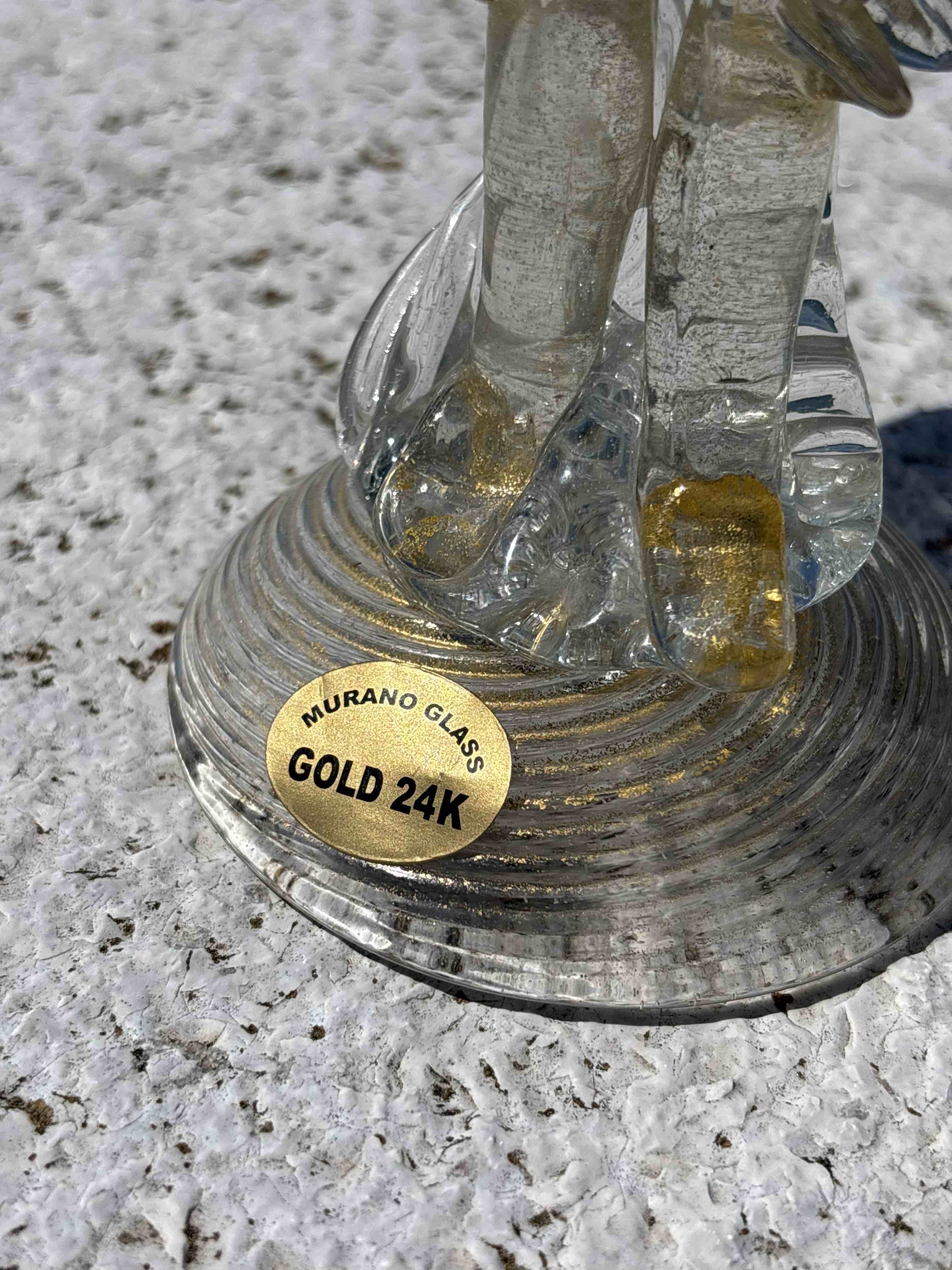 Dama veneziana in vetro di Murano rosa con foglia d'oro