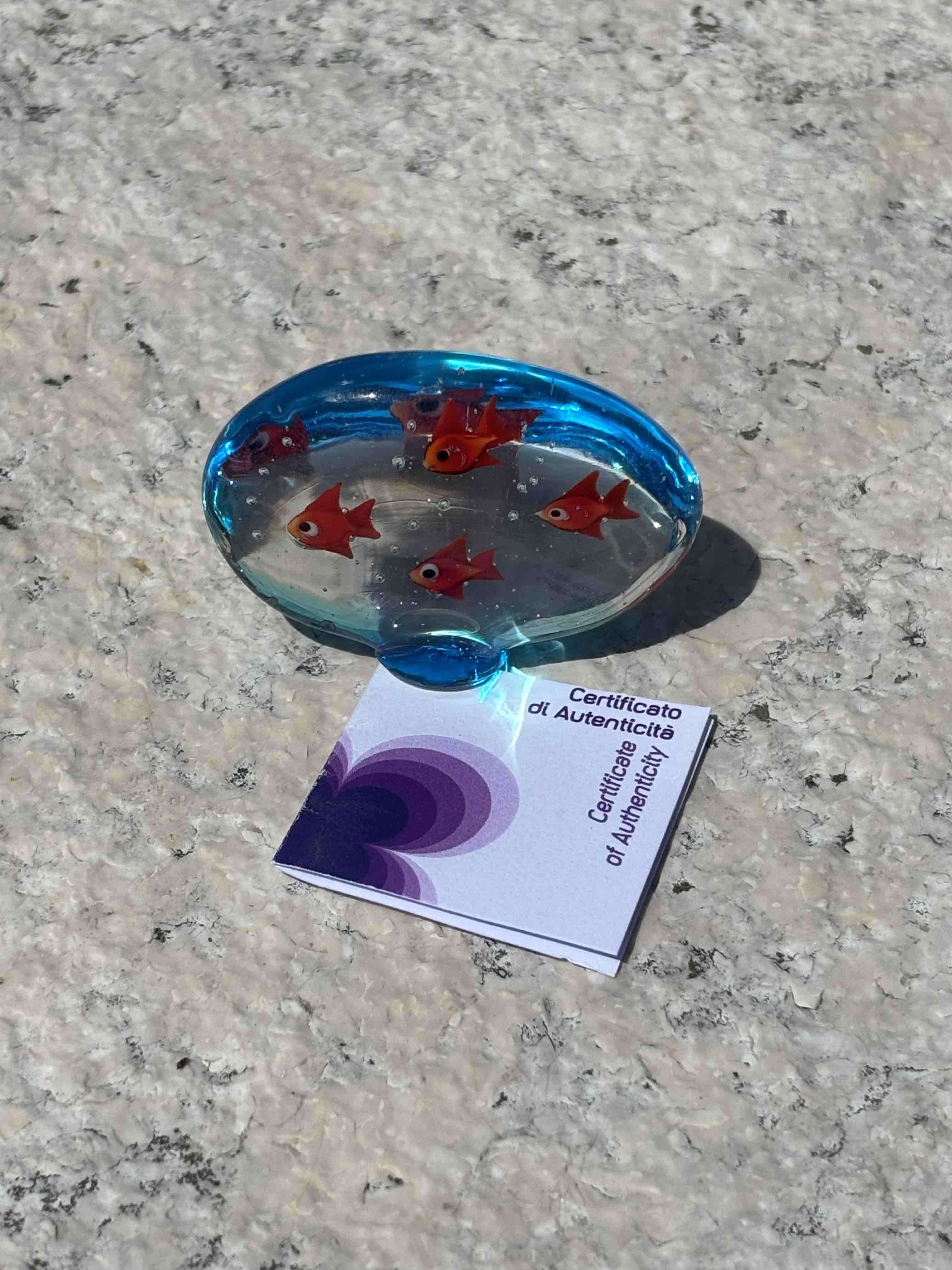 Acquario con pesci rossi in autentico vetro di Murano