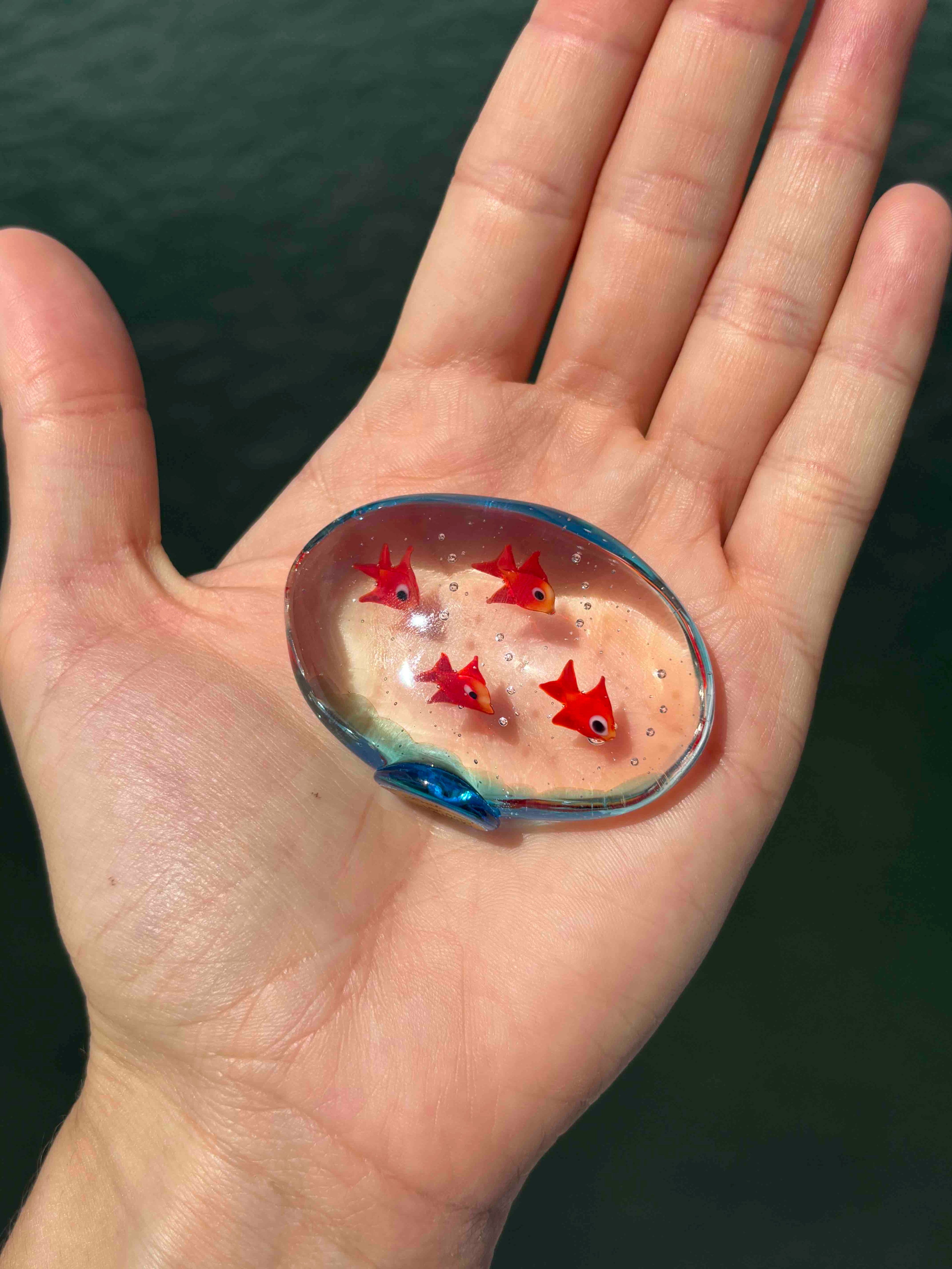 Acquario con pesci rossi in autentico vetro di Murano