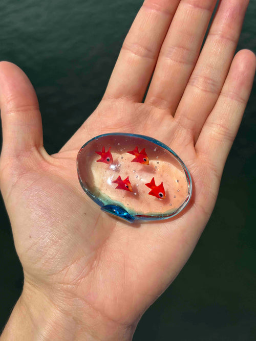 Acquario con pesci rossi in autentico vetro di Murano