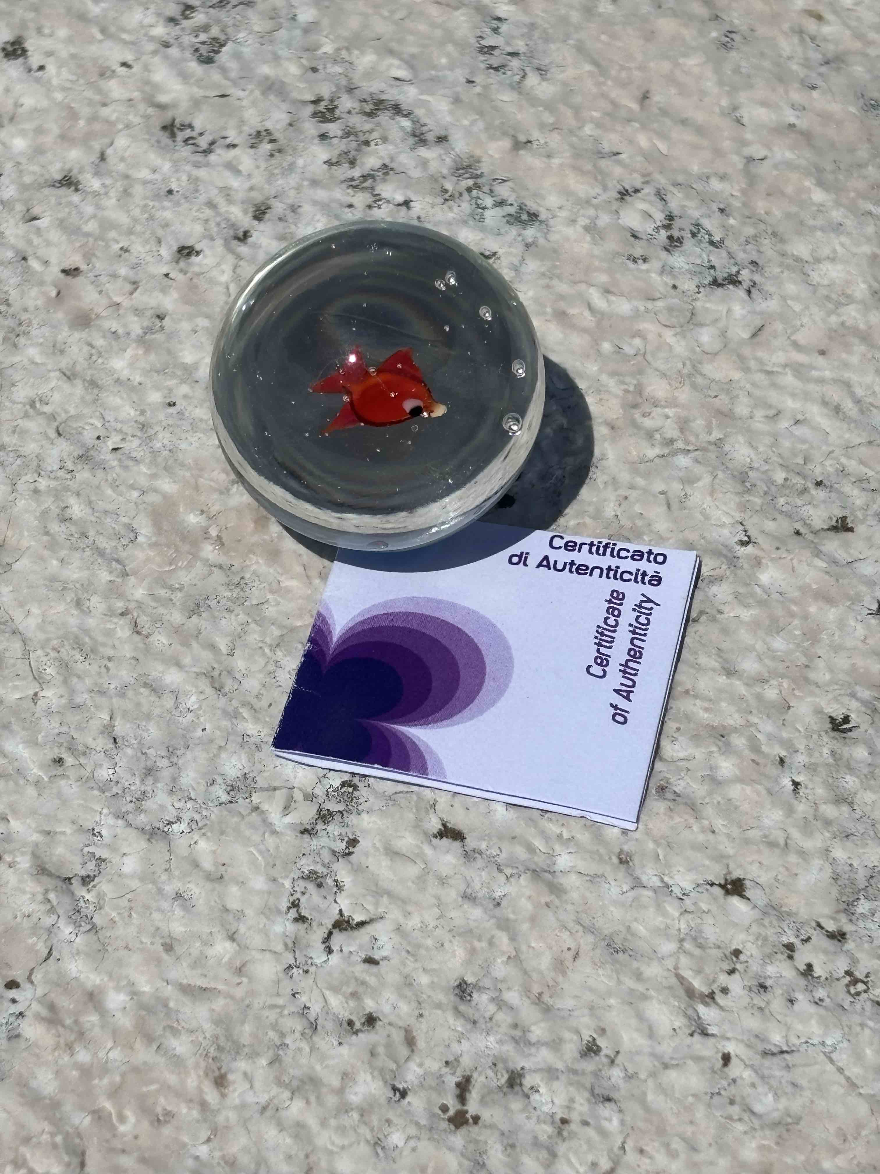 Acquario con pesce rosso in autentico vetro di Murano