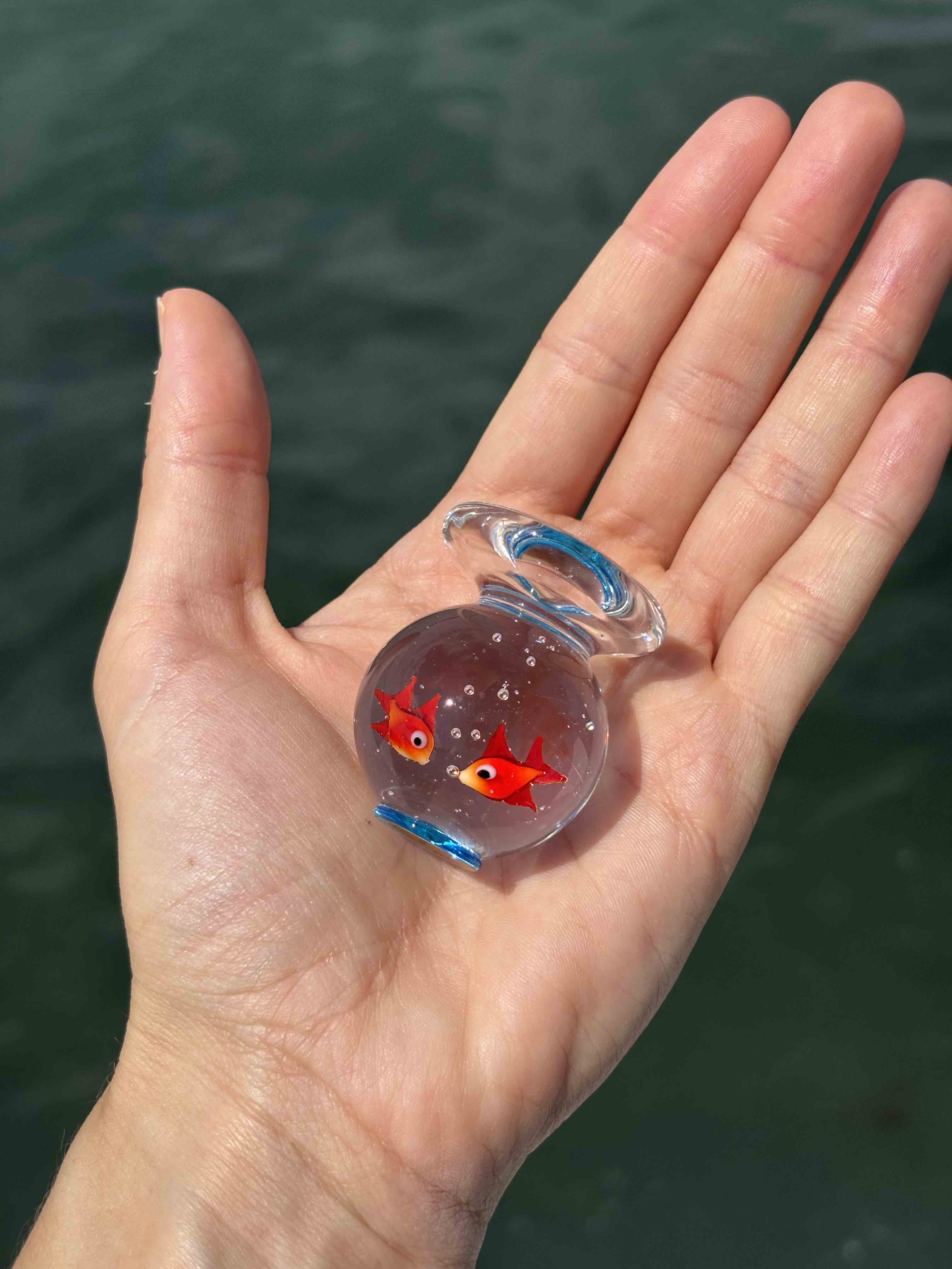 Acquario con pesci rossi in autentico vetro di Murano