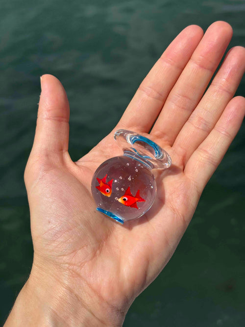 Acquario con pesci rossi in autentico vetro di Murano
