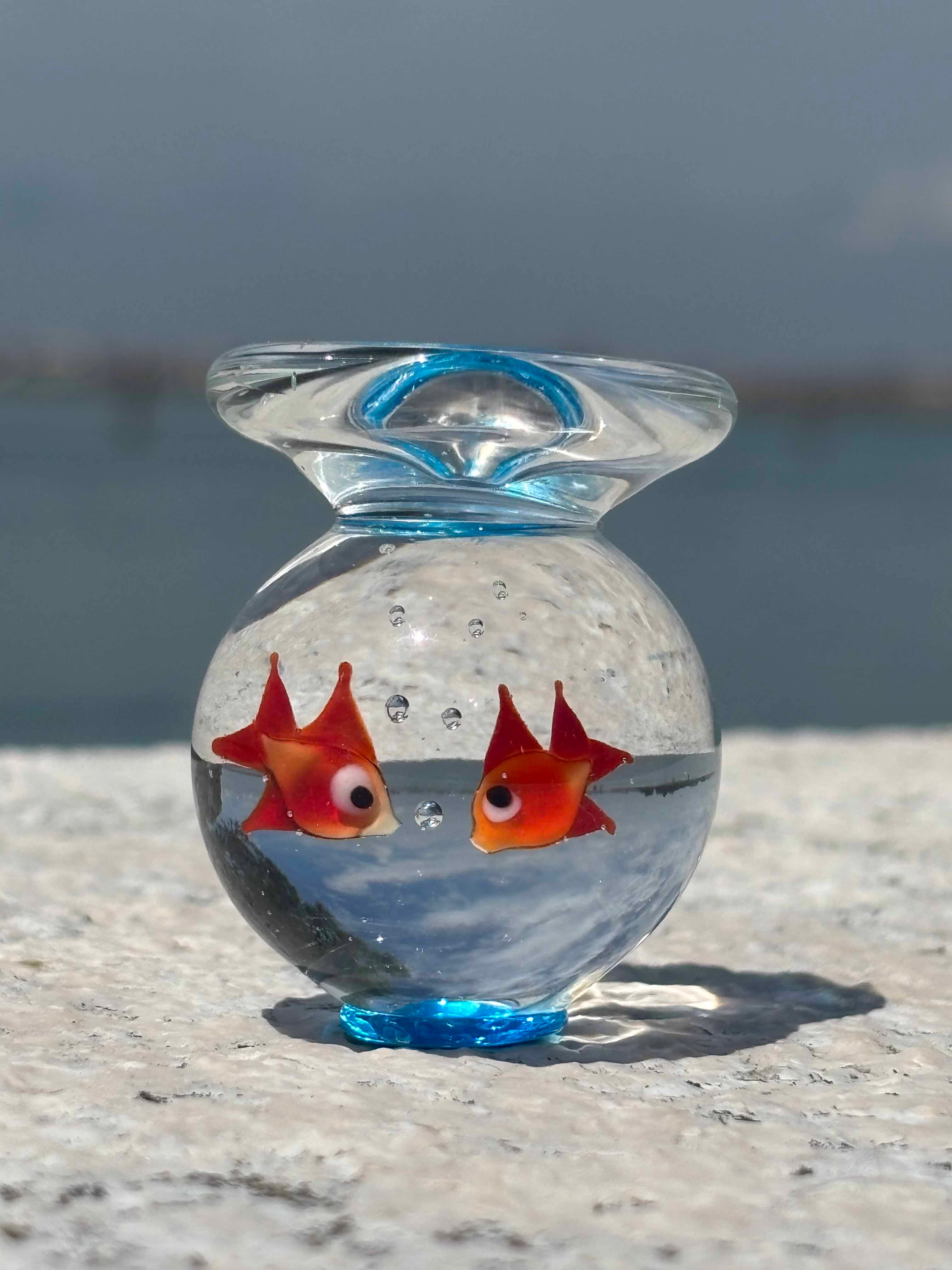Acquario con pesci rossi in autentico vetro di Murano