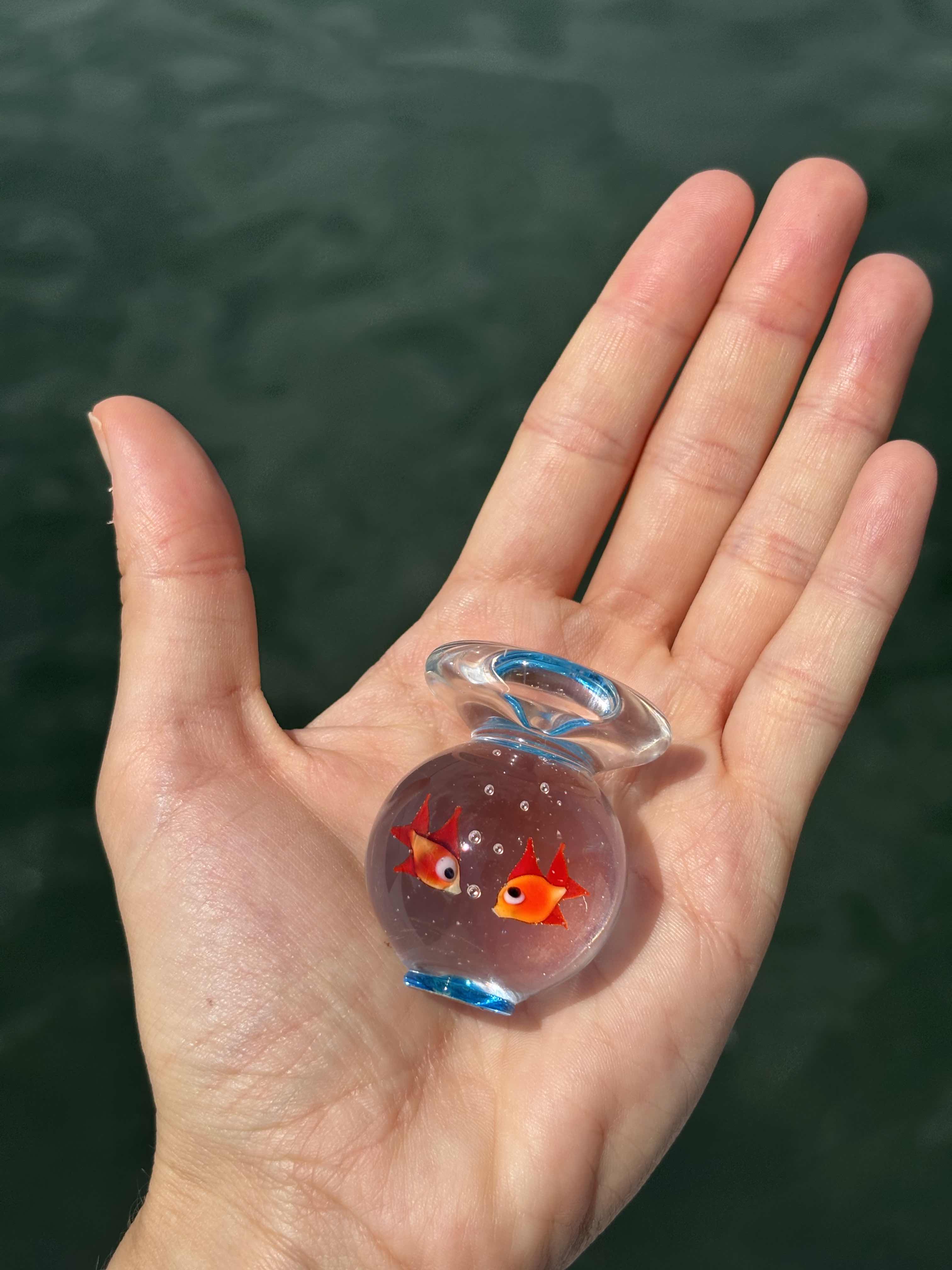 Acquario con pesci rossi in autentico vetro di Murano