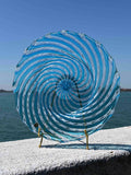 Piatto in autentico vetro di Murano, azzurro e zanfirico bianco