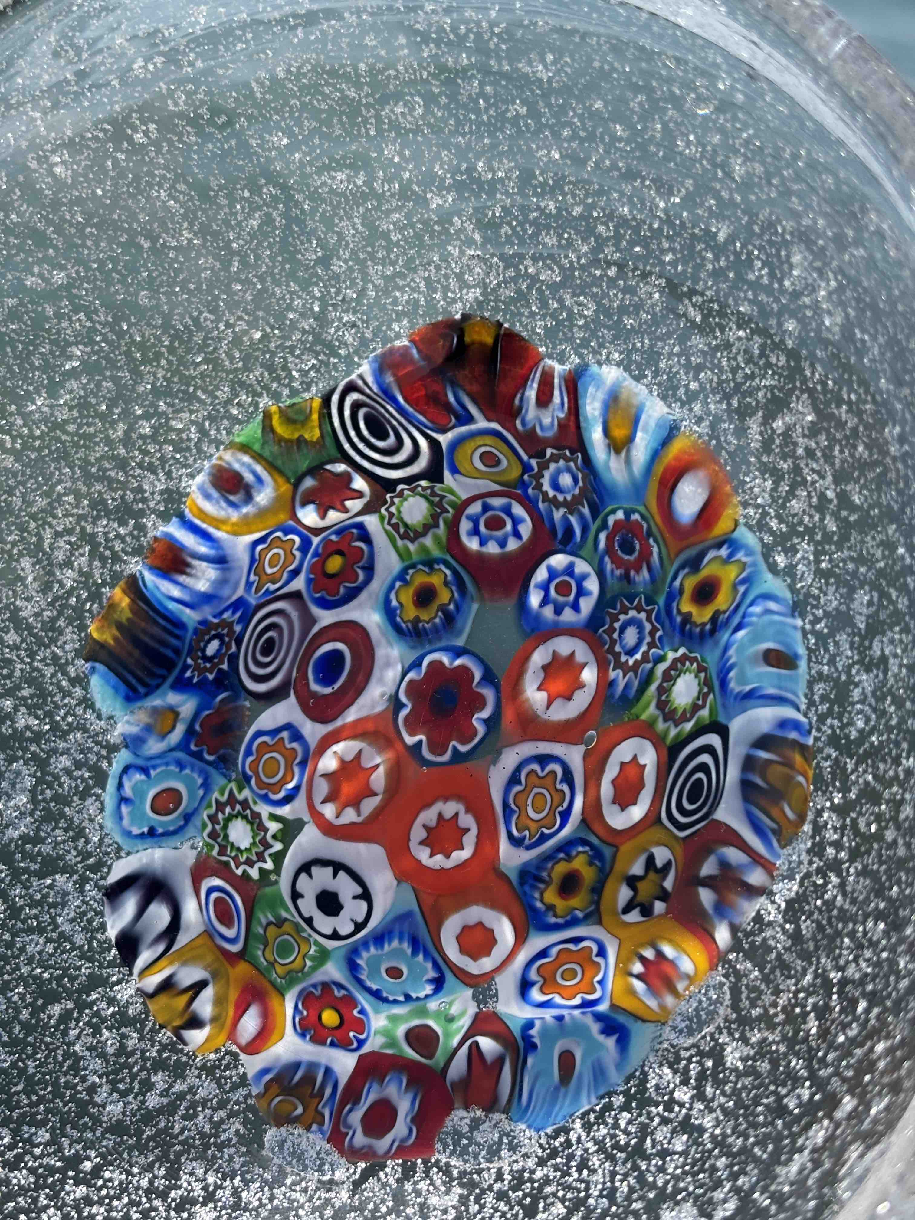 Ciotola in autentico vetro di Murano trasparente con murrine