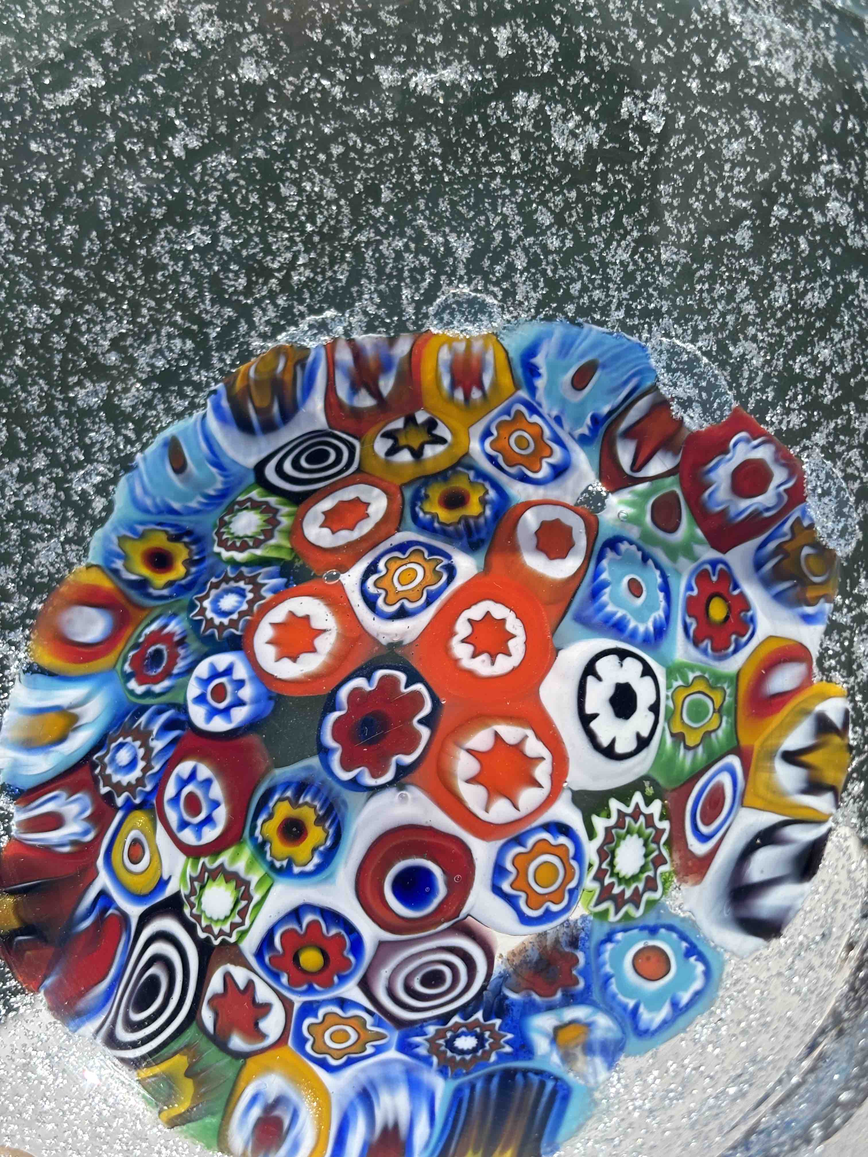 Ciotola in autentico vetro di Murano trasparente con murrine