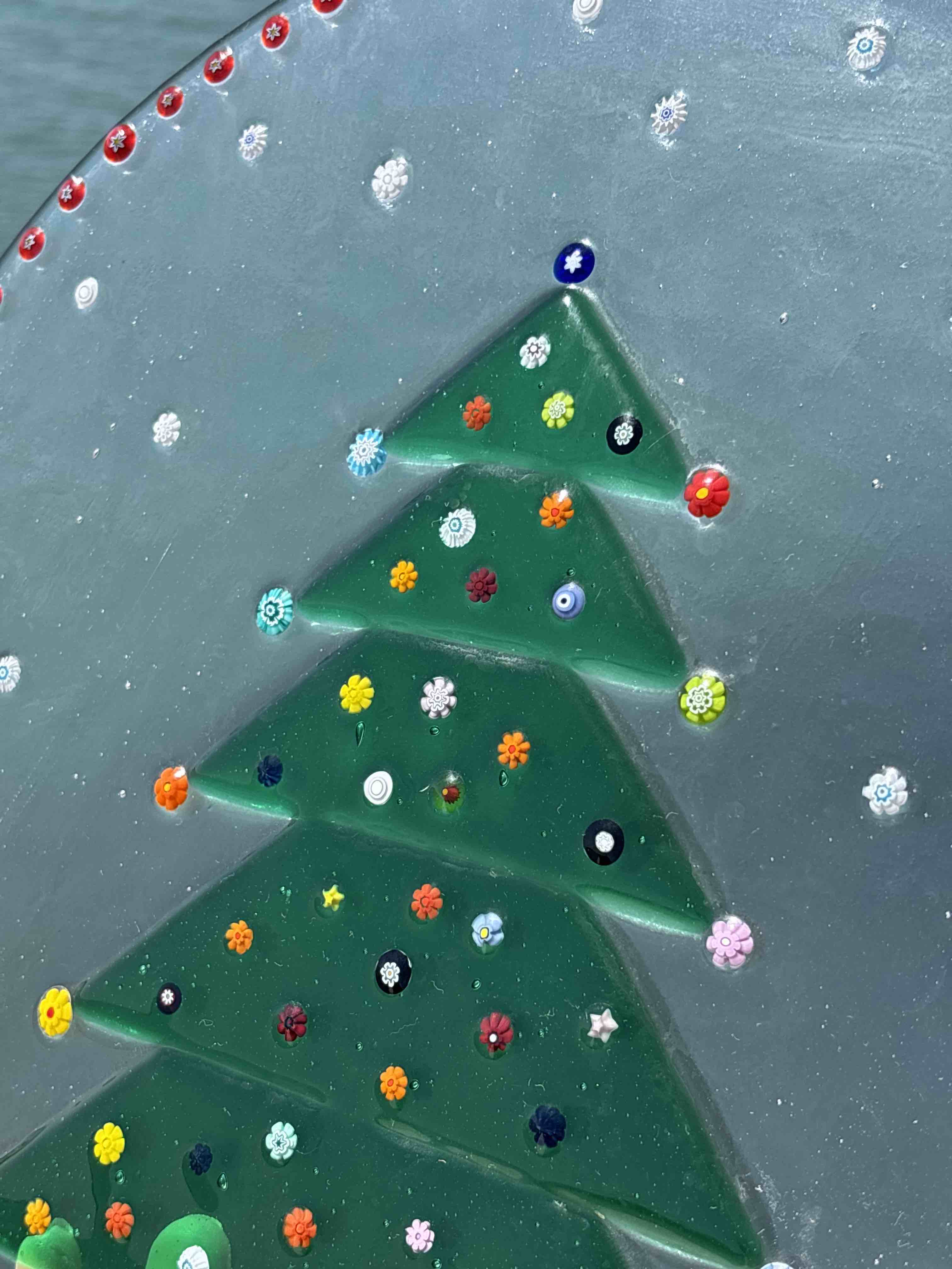 Piatto in vetro di Murano con decorazione Natalizia